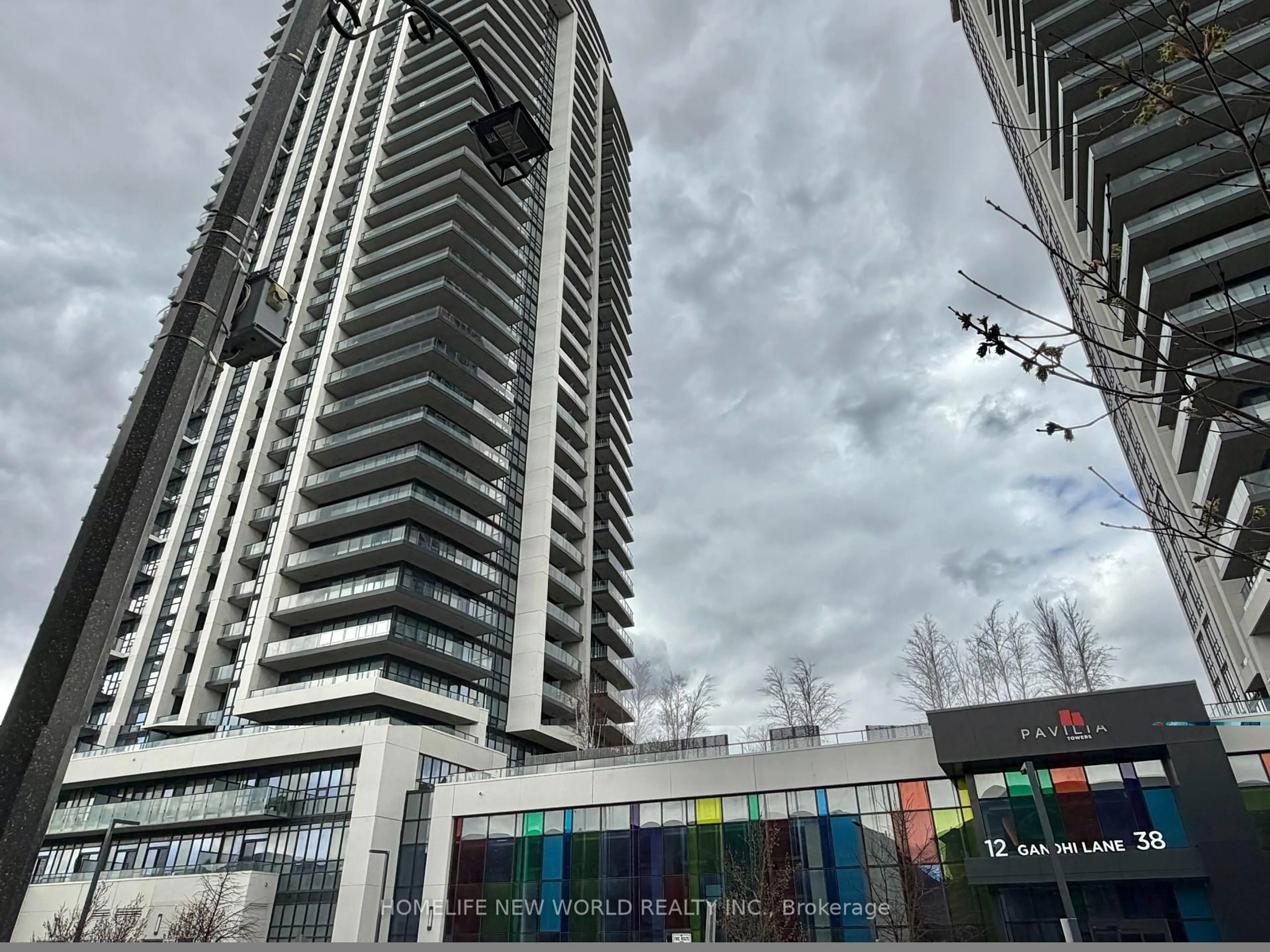 A pic from outside/outdoor area/front of a property/back of a property/a pic from drone, city buildings view from balcony for 12 Gandhi Lane #1705, Markham Ontario L3T 0G8