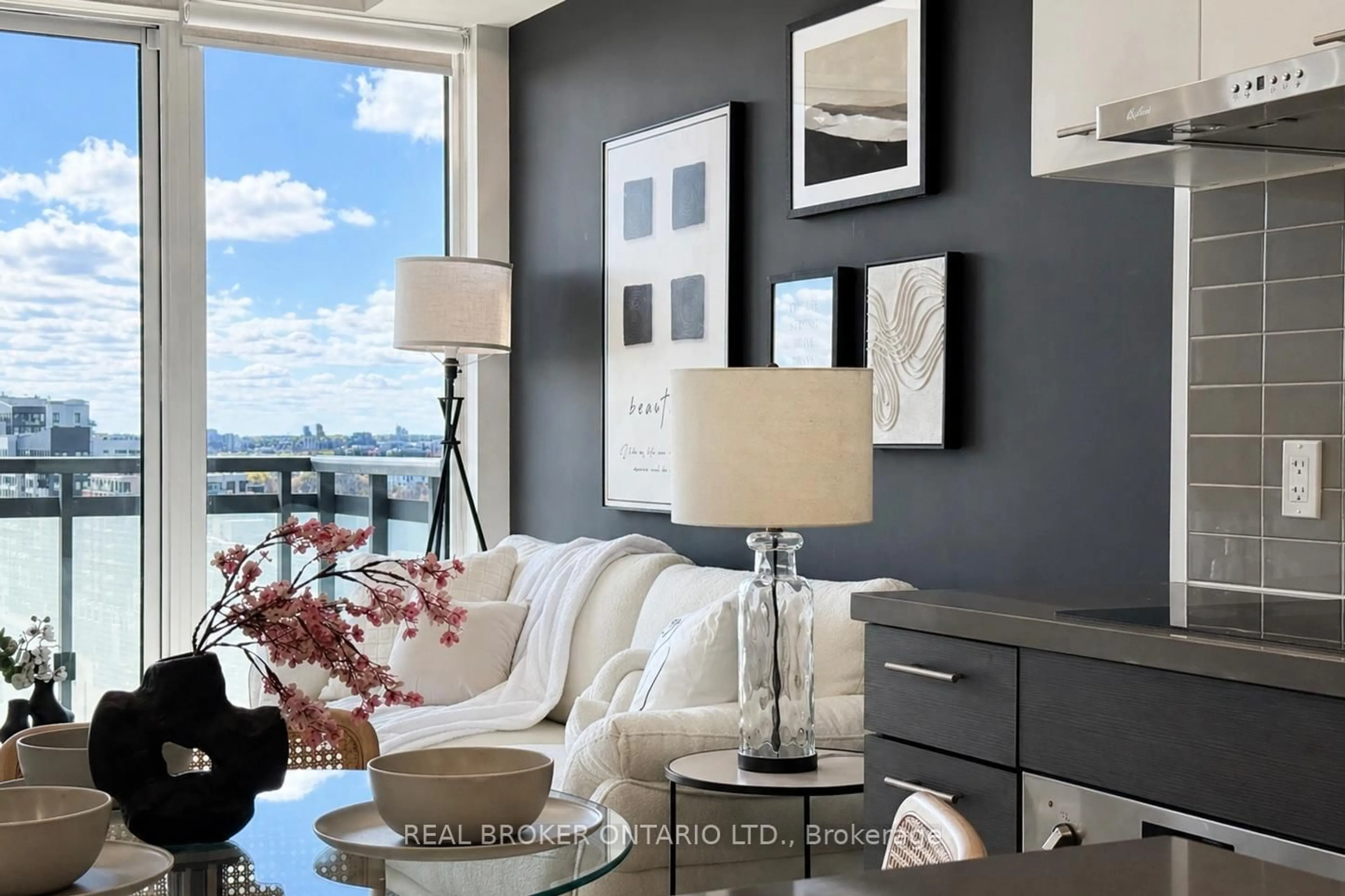 Living room with furniture, wood/laminate floor for 8081 Birchmount Rd #1209, Markham Ontario L6G 1B3