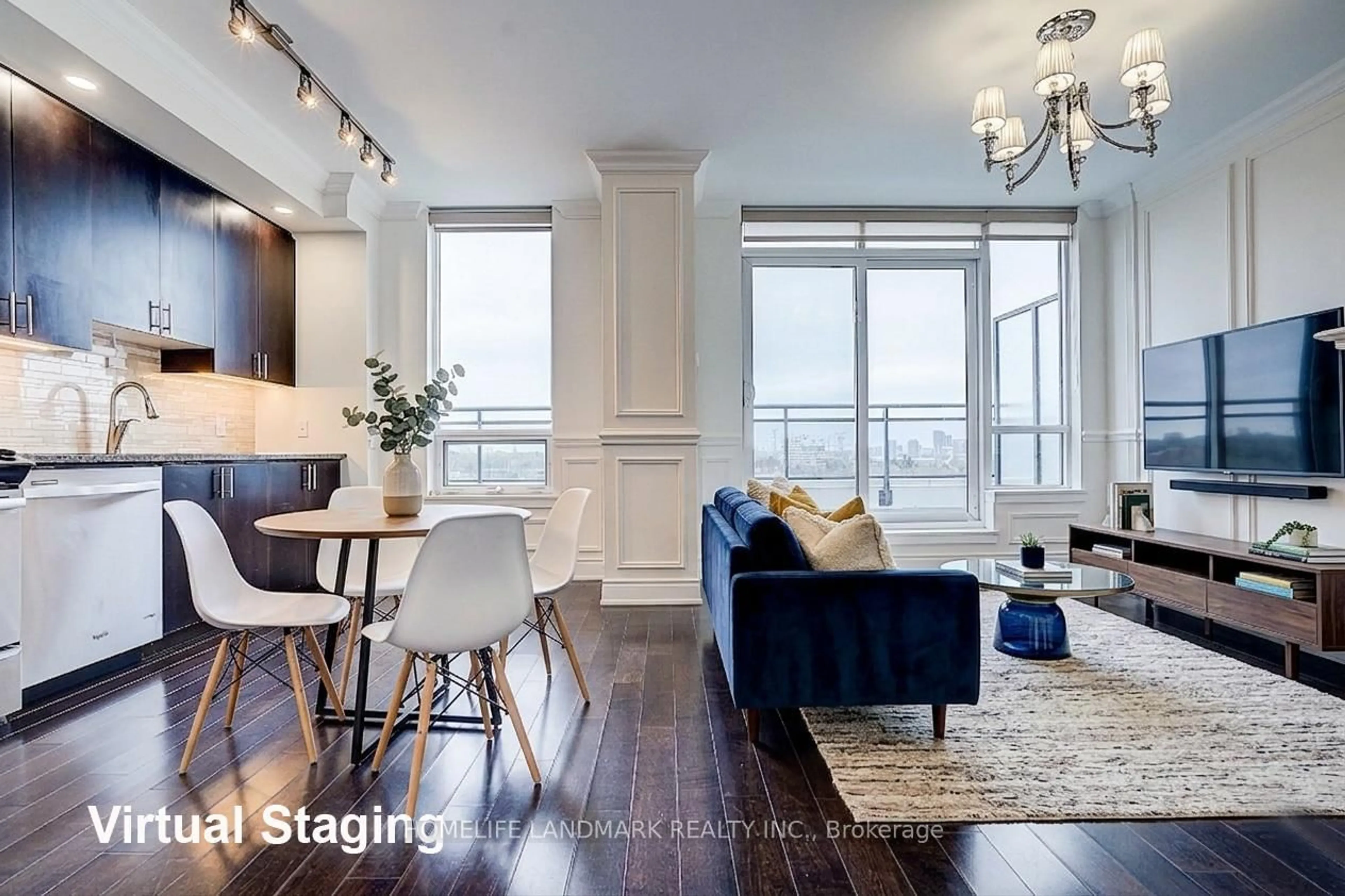 Living room with furniture, wood/laminate floor for 370 Highway 7 Rd #PH12, Richmond Hill Ontario L4B 0C4