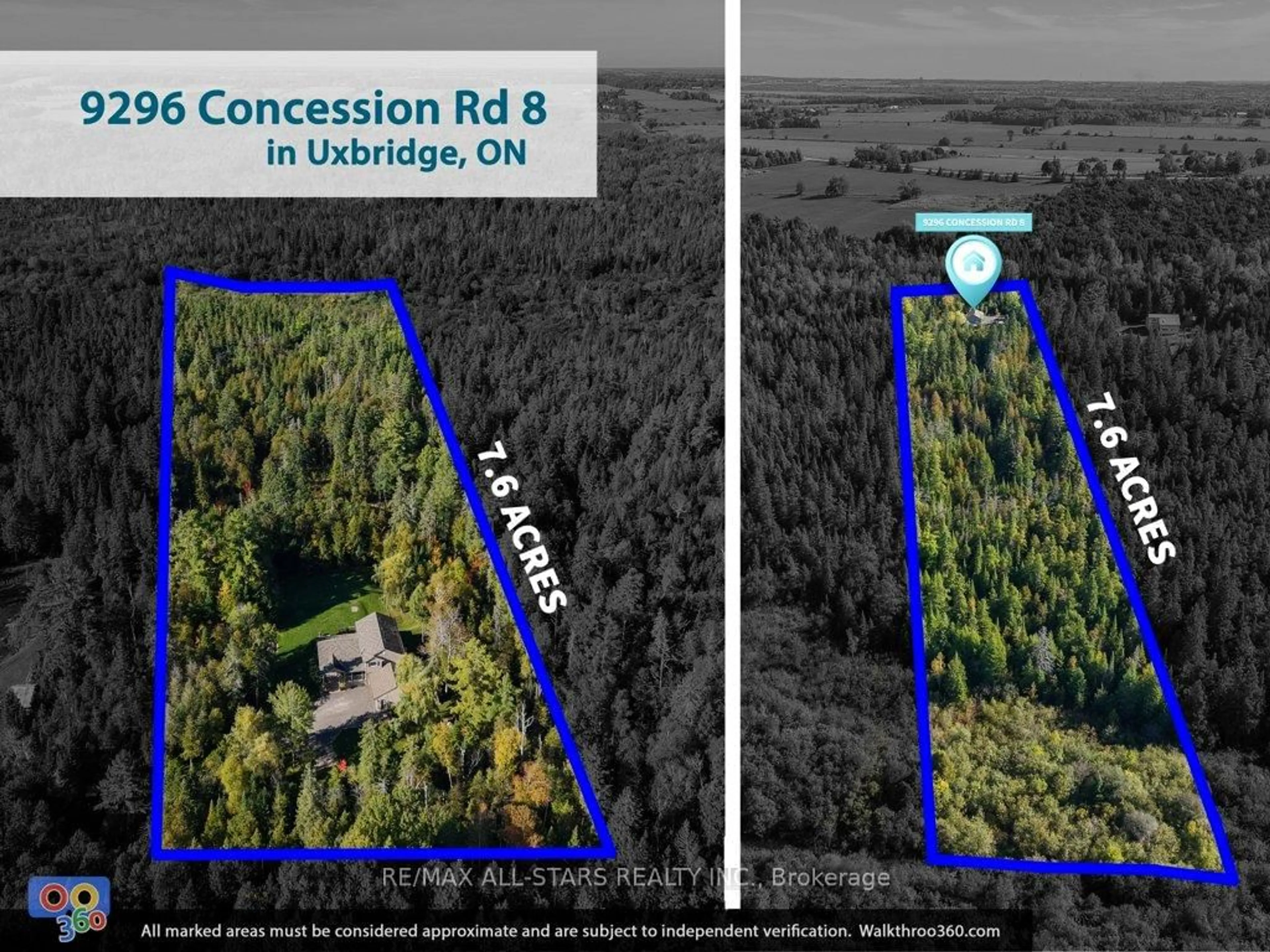 A pic from outside/outdoor area/front of a property/back of a property/a pic from drone, forest/trees view for 9296 8 Concession, Uxbridge Ontario L9P 1R3