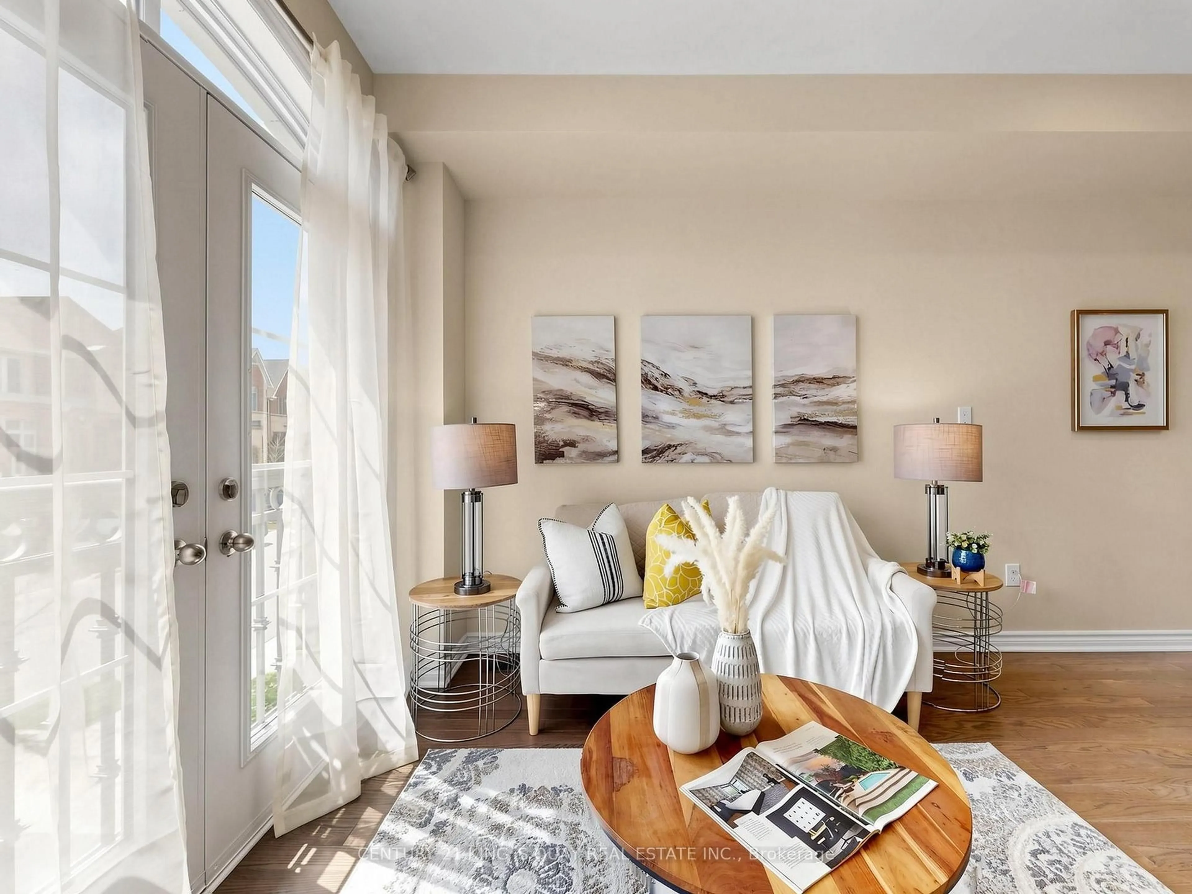Living room with furniture, wood/laminate floor for 106 Sandwell St, Vaughan Ontario L4H 4R2