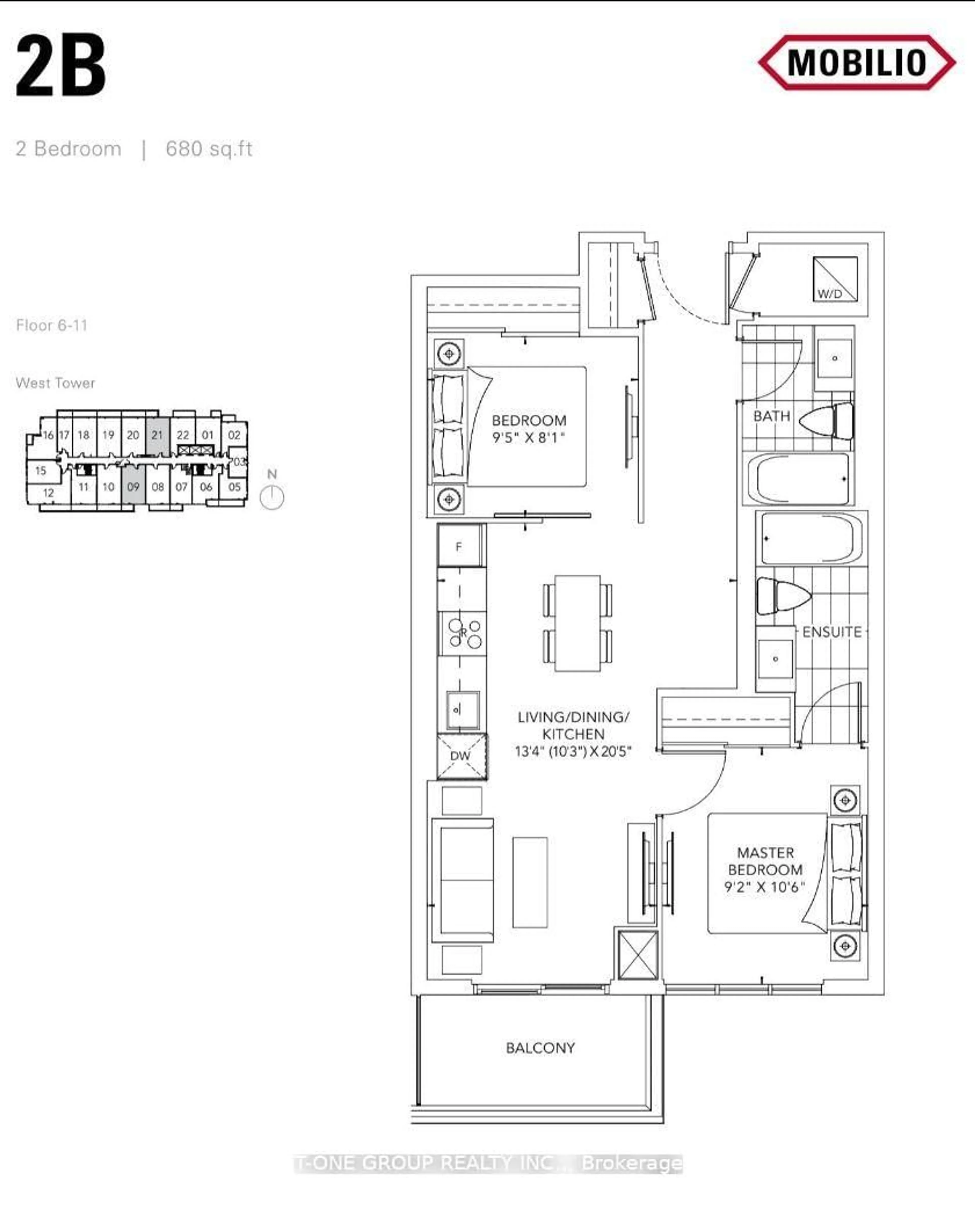 Floor plan for 38 Honeycrisp Cres #921, Vaughan Ontario L4K 0M8
