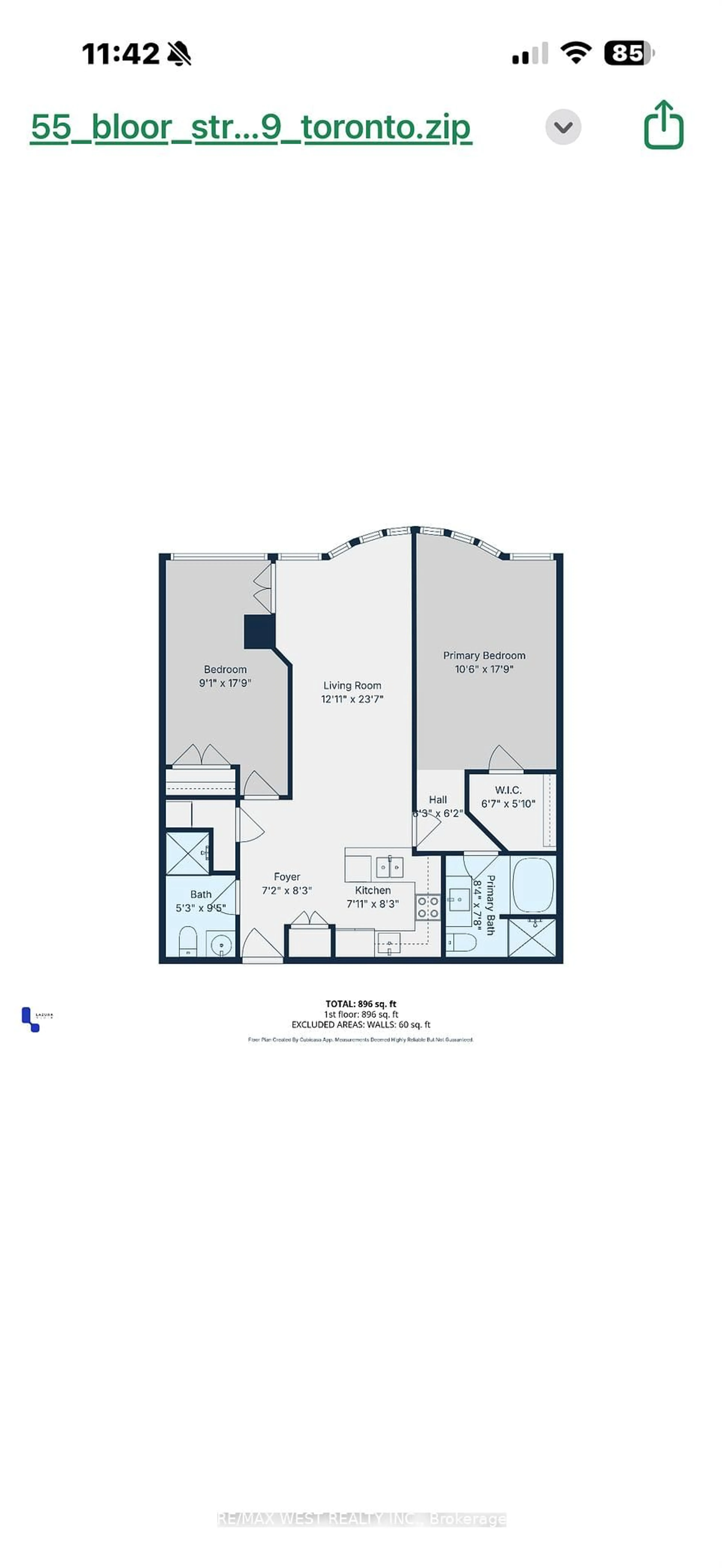 Floor plan for 2 Adam Sellers St #412, Markham Ontario L6B 1P2