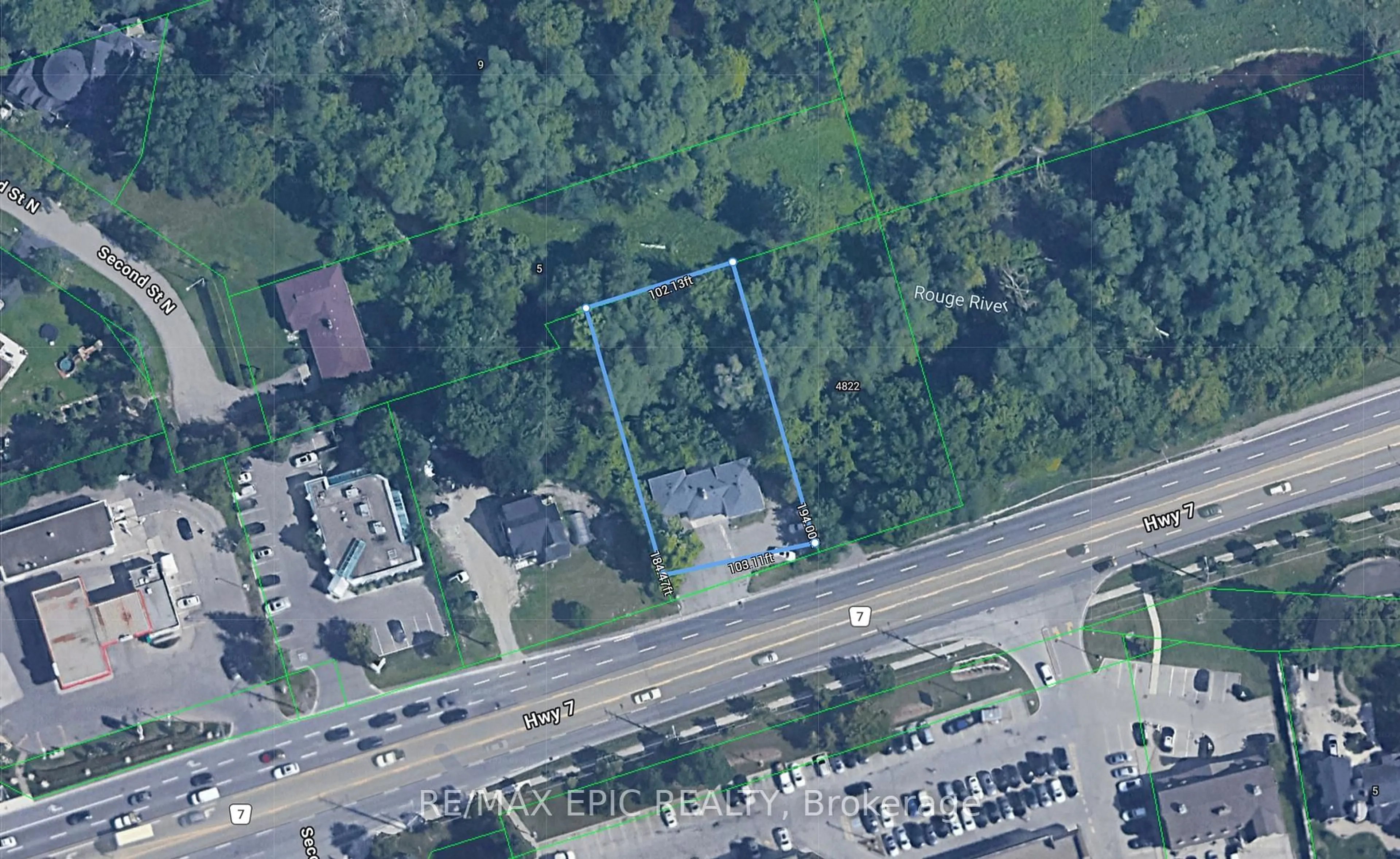 A pic from outside/outdoor area/front of a property/back of a property/a pic from drone, street for 4812 Highway 7, Markham Ontario L3R 1M8