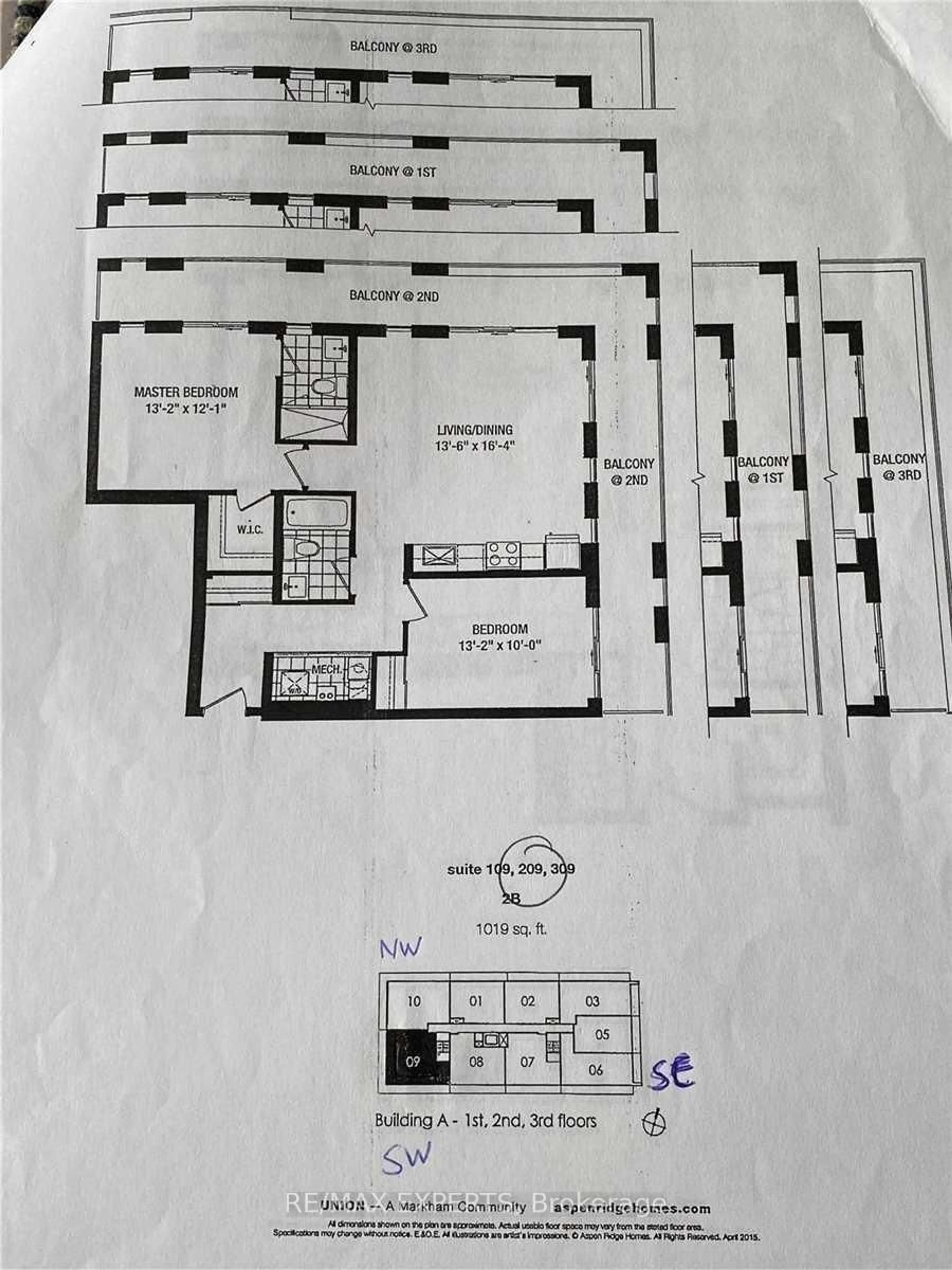 Floor plan for 1709 Bur Oak Ave #309, Markham Ontario L6E 0V7