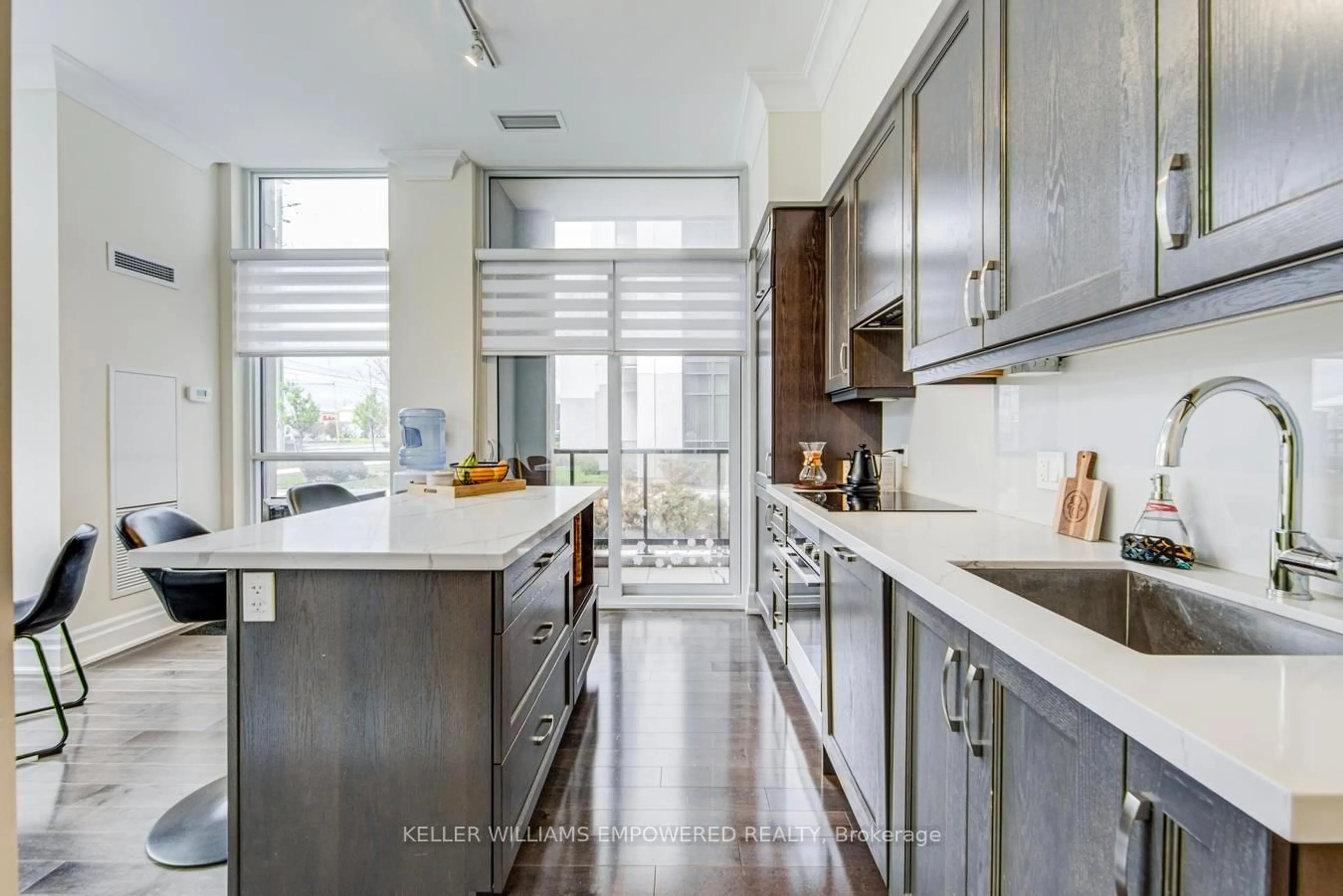 Contemporary kitchen, ceramic/tile floor for 9075 Jane St #116, Vaughan Ontario L4K 0L7