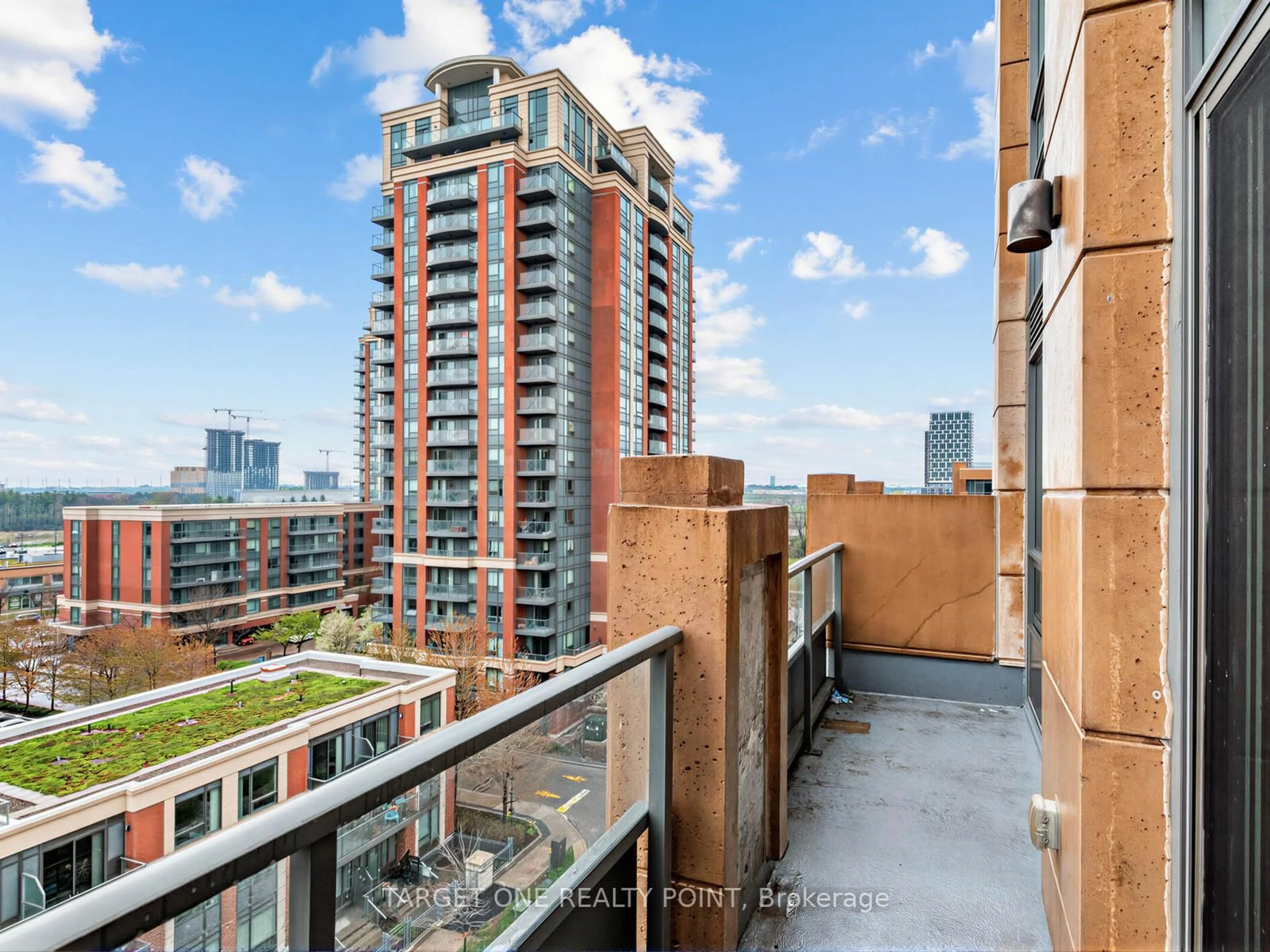 Balcony in the apartment, city buildings view from balcony for 28 Uptown Dr #Rg20, Markham Ontario L3R 5M8
