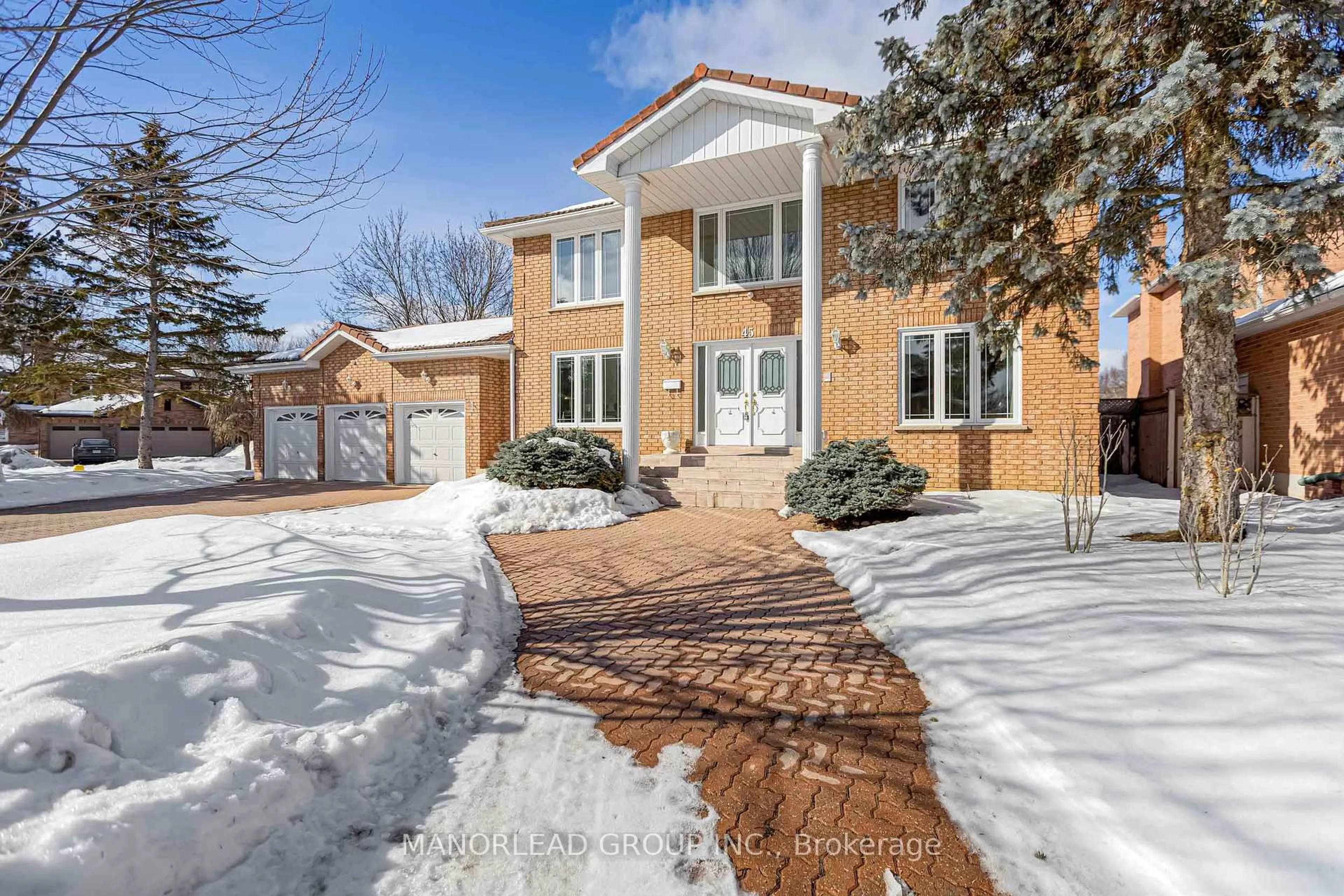 Home with brick exterior material, street for 45 Aitken Circ, Markham Ontario L3R 7L3