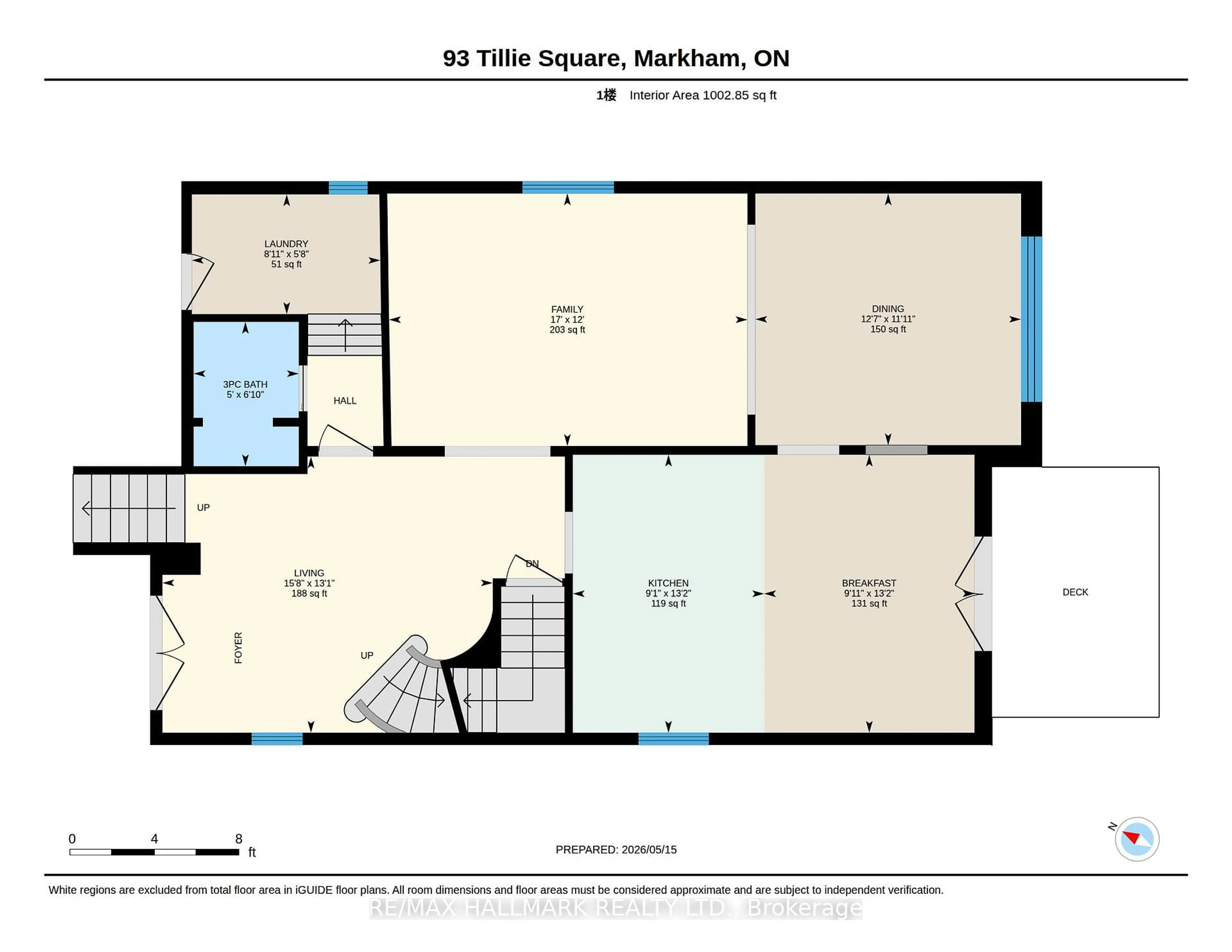 Floor plan for 93 Tillie Sq, Markham Ontario L3S 3R8