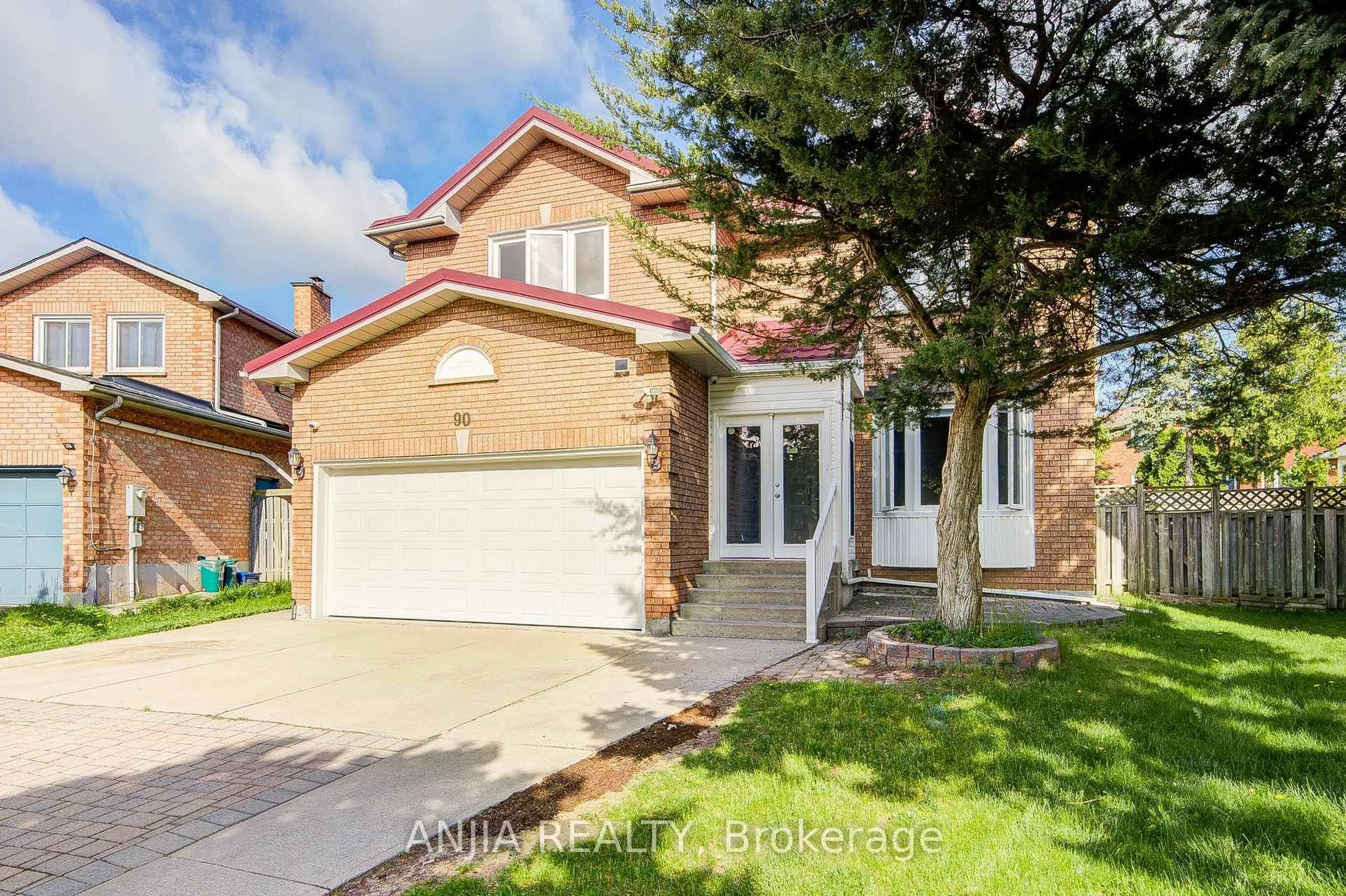 Home with brick exterior material, street for 90 Olivewood Dr, Markham Ontario L3S 3E2