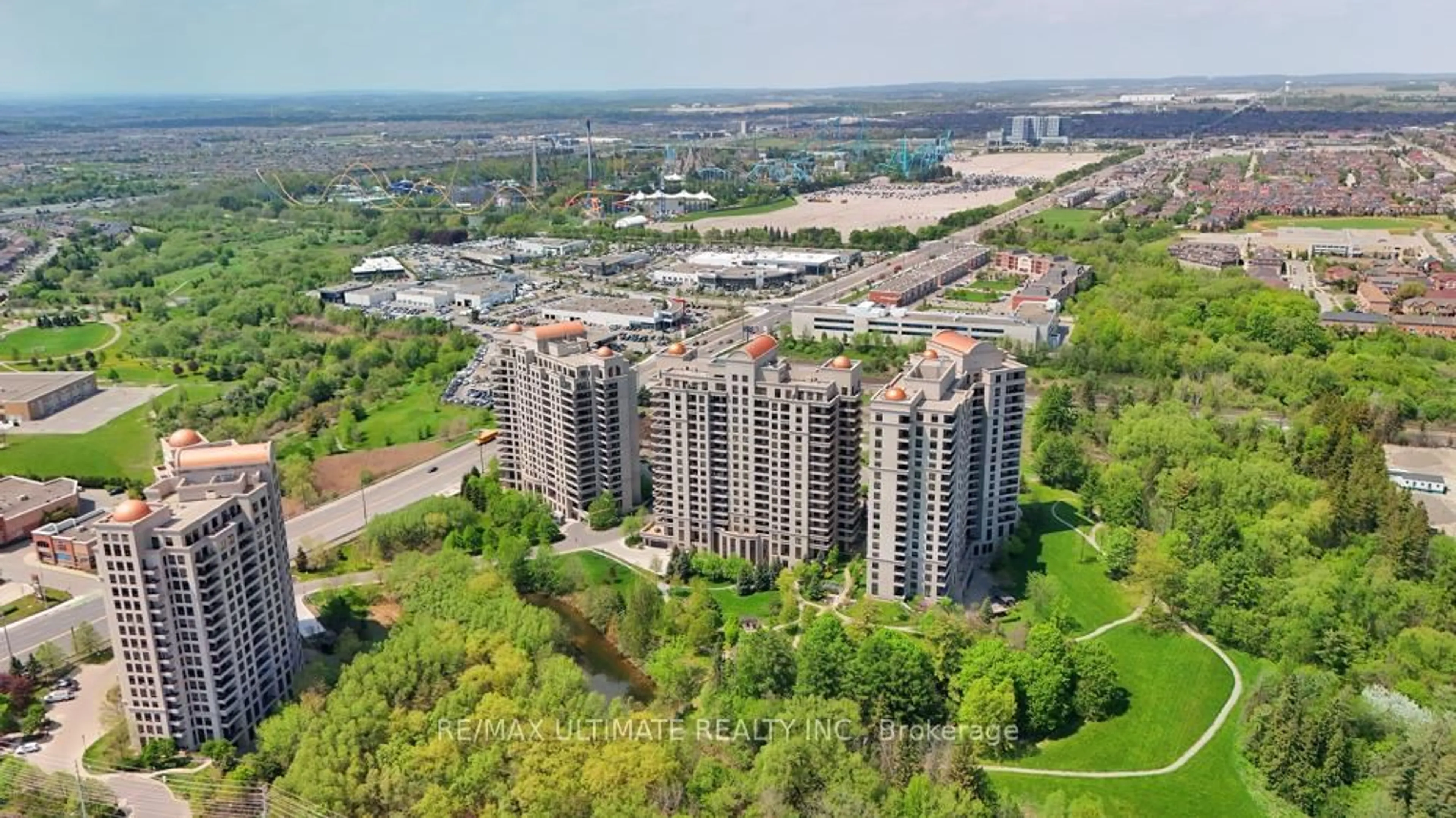 A pic from outside/outdoor area/front of a property/back of a property/a pic from drone, city buildings view from balcony for 9235 Jane St #407, Vaughan Ontario L6A 0J8