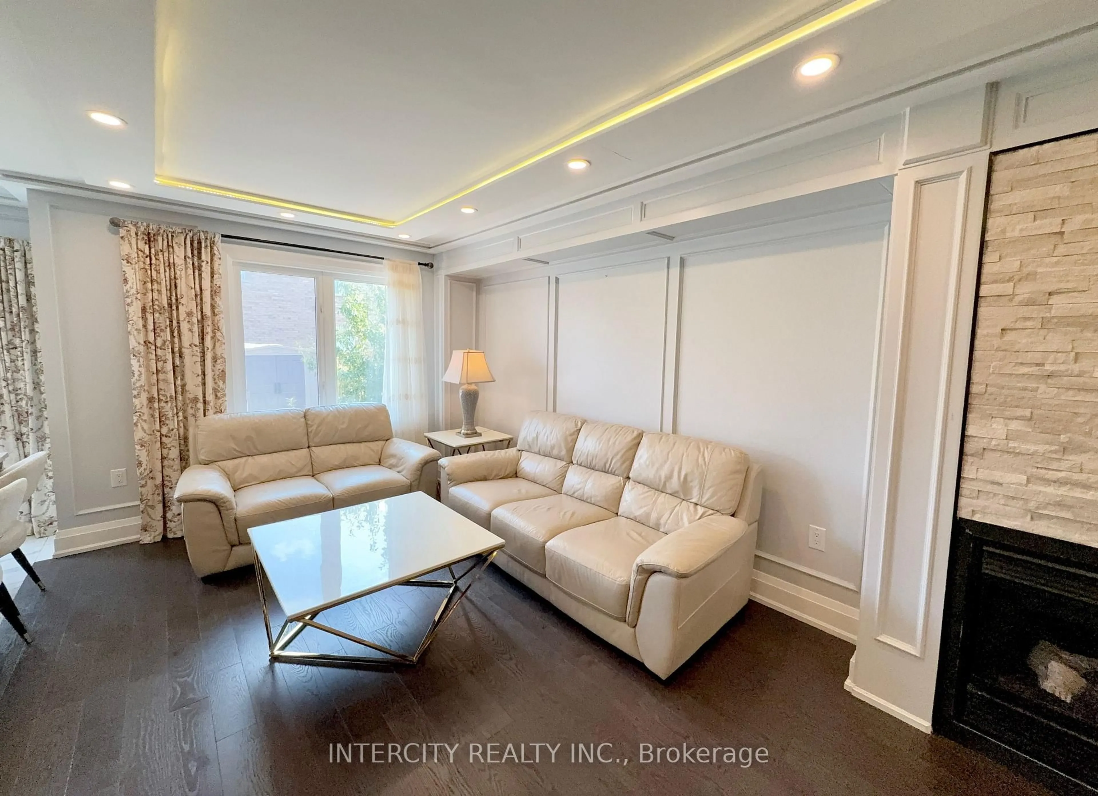 Living room with furniture, wood/laminate floor for 7 Love Run Rd, Vaughan Ontario L6A 3M2