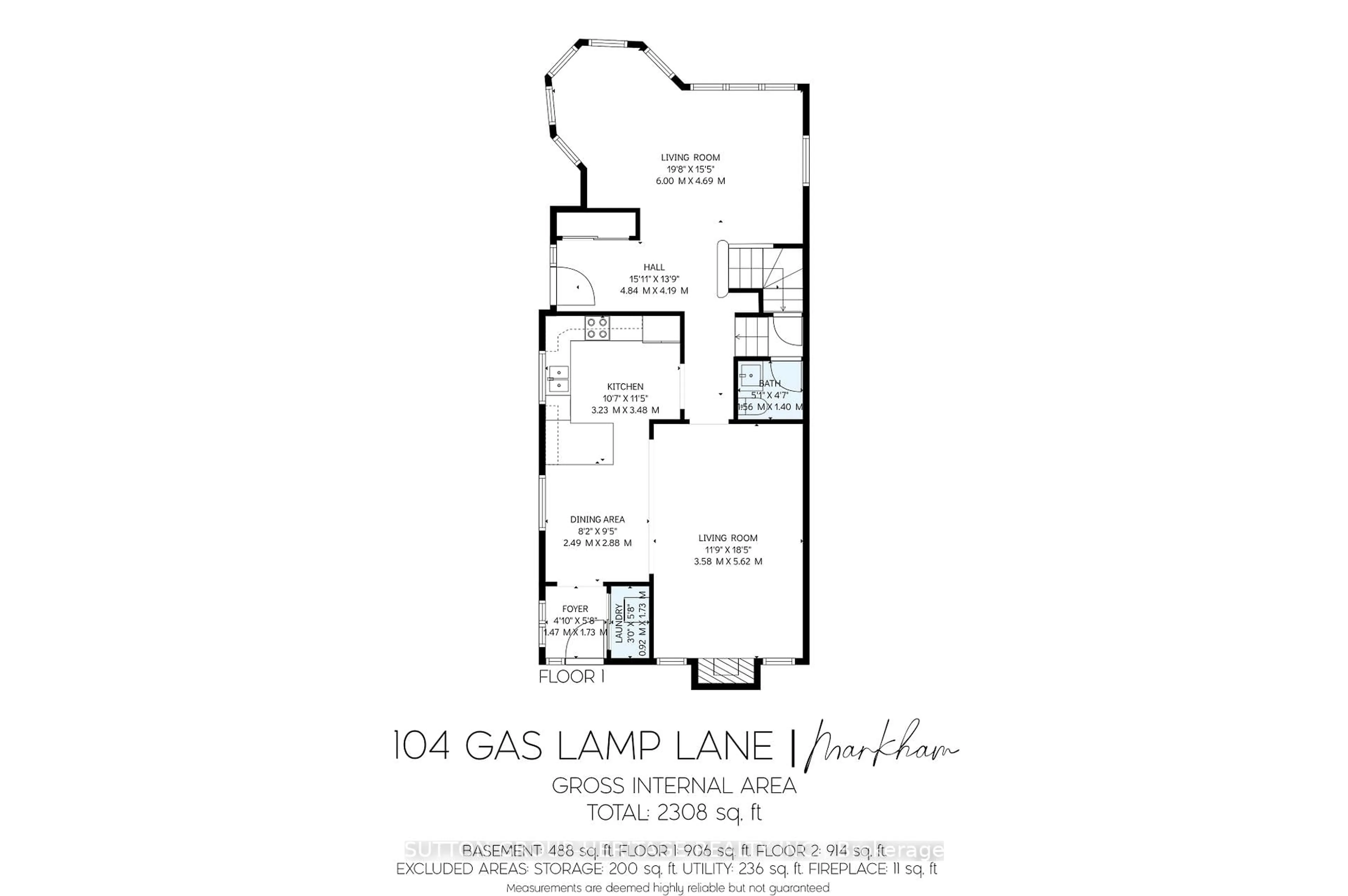 Floor plan for 104 Gas Lamp Lane, Markham Ontario L6B 0H8