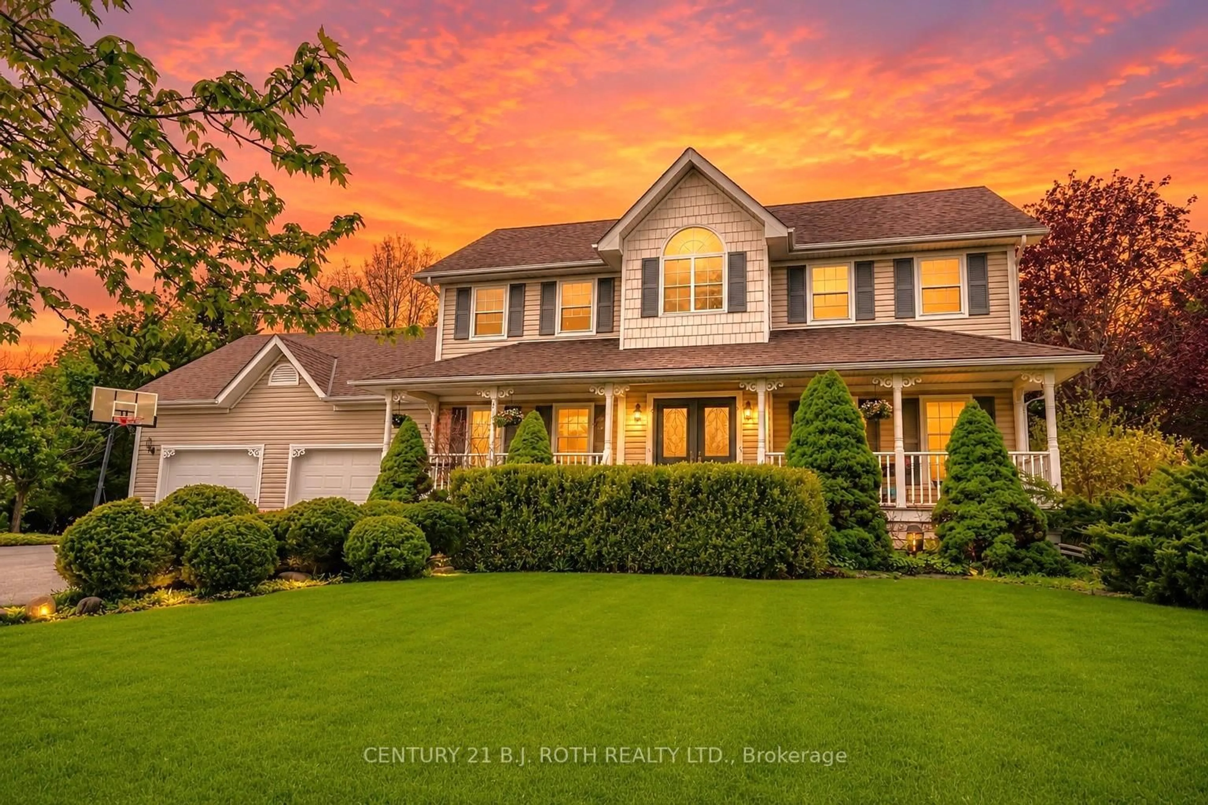 Home with vinyl exterior material, street for 1 Evergreen Lane, Essa Ontario L0L 2N0