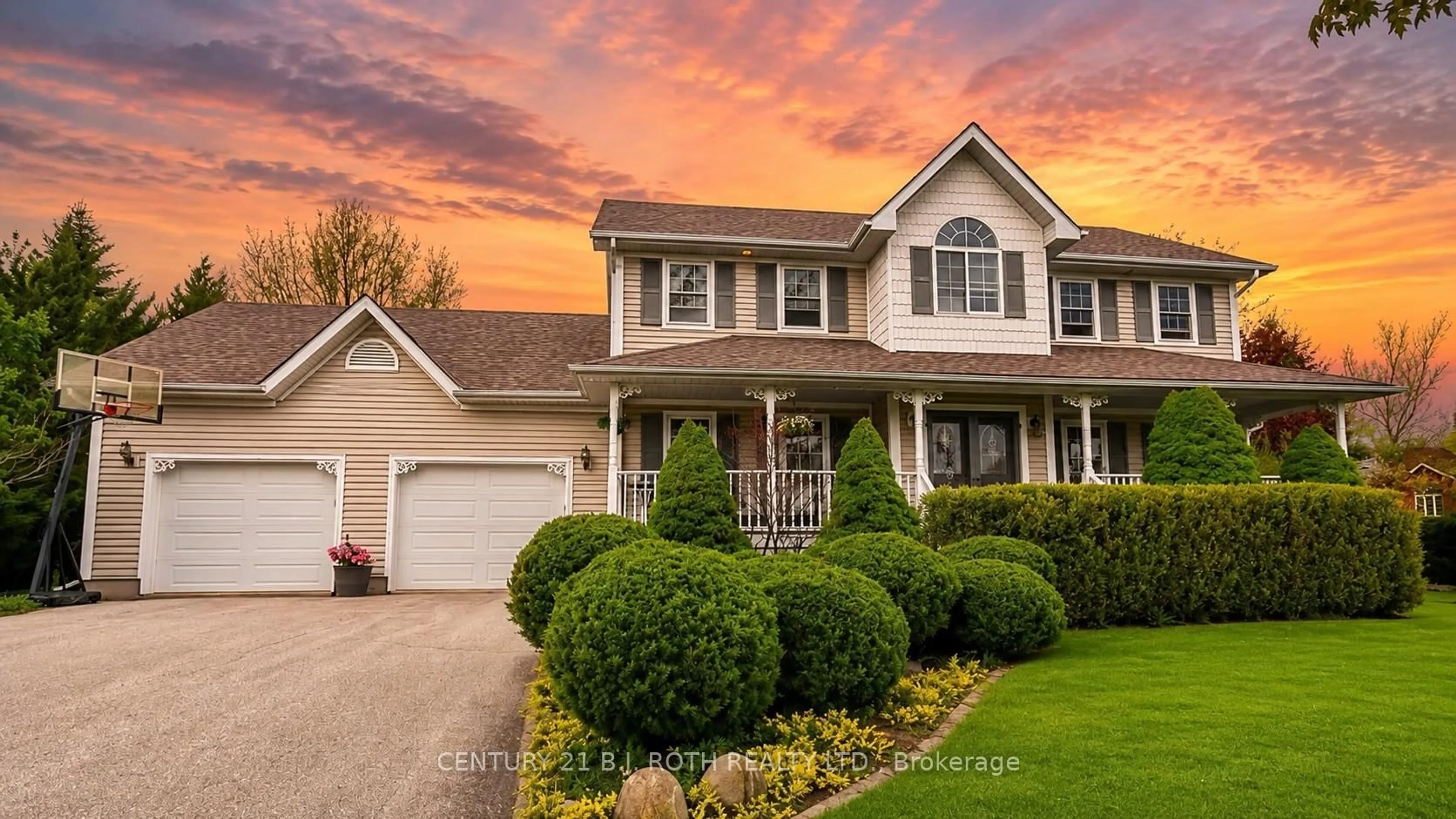 Home with vinyl exterior material, street for 1 Evergreen Lane, Essa Ontario L0L 2N0