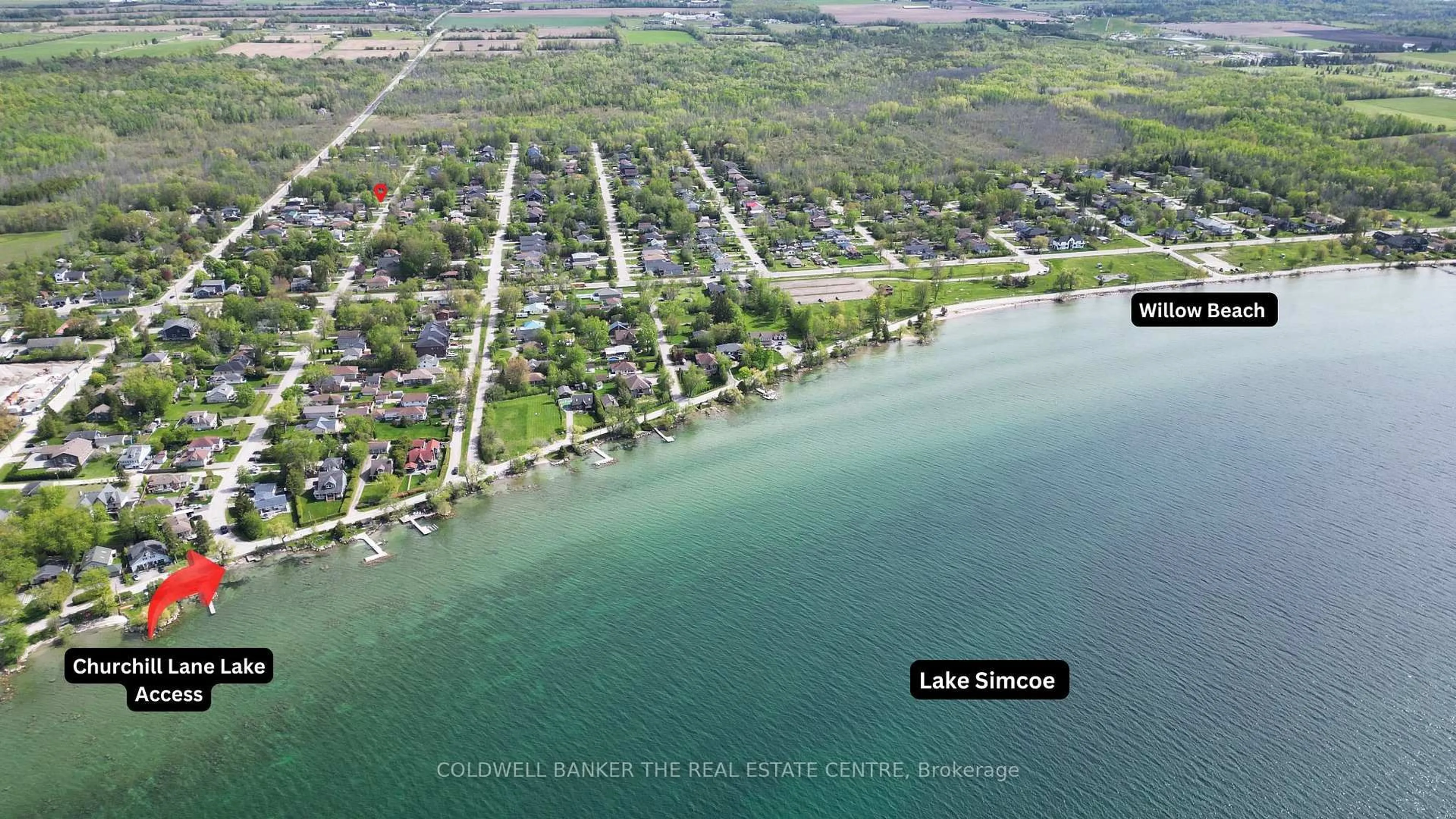 A pic from outside/outdoor area/front of a property/back of a property/a pic from drone, water/lake/river/ocean view for 761 CHURCHILL Lane, Georgina Ontario L0E 1S0