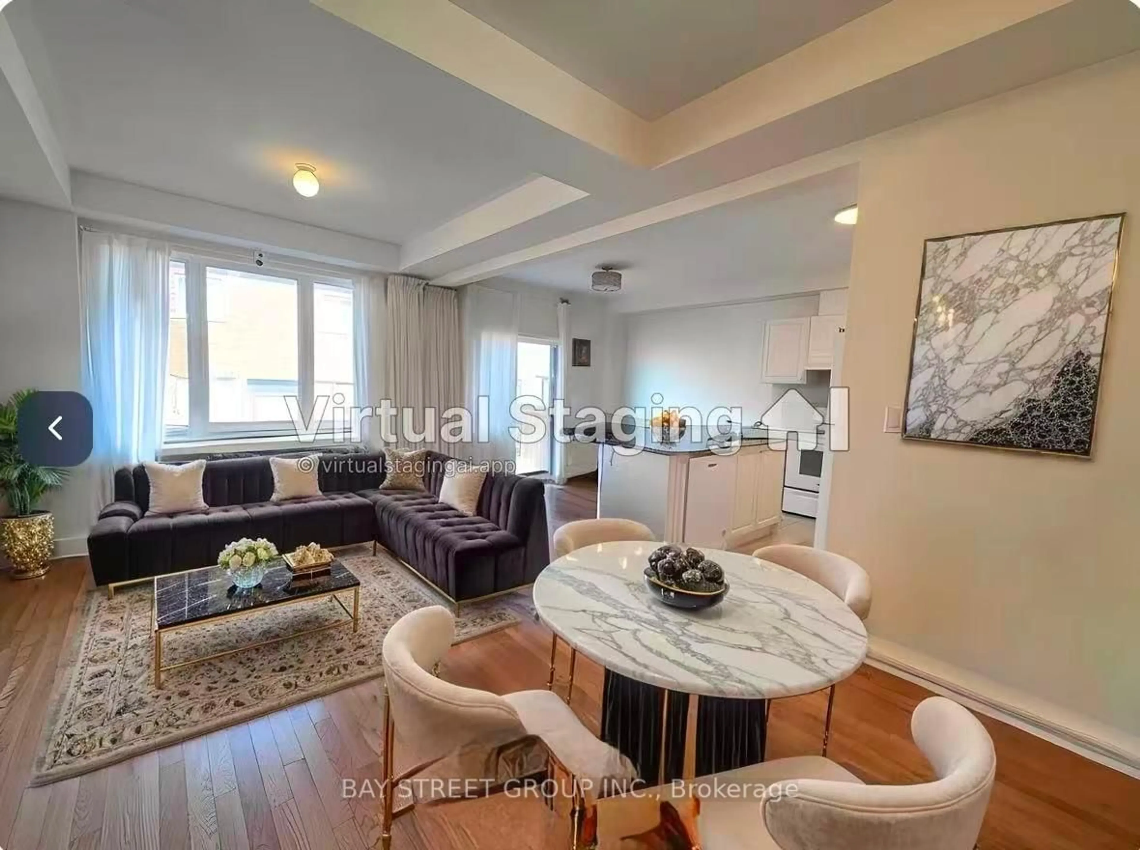 Living room with furniture, wood/laminate floor for 100 Ness Dr, Richmond Hill Ontario L4S 0K9