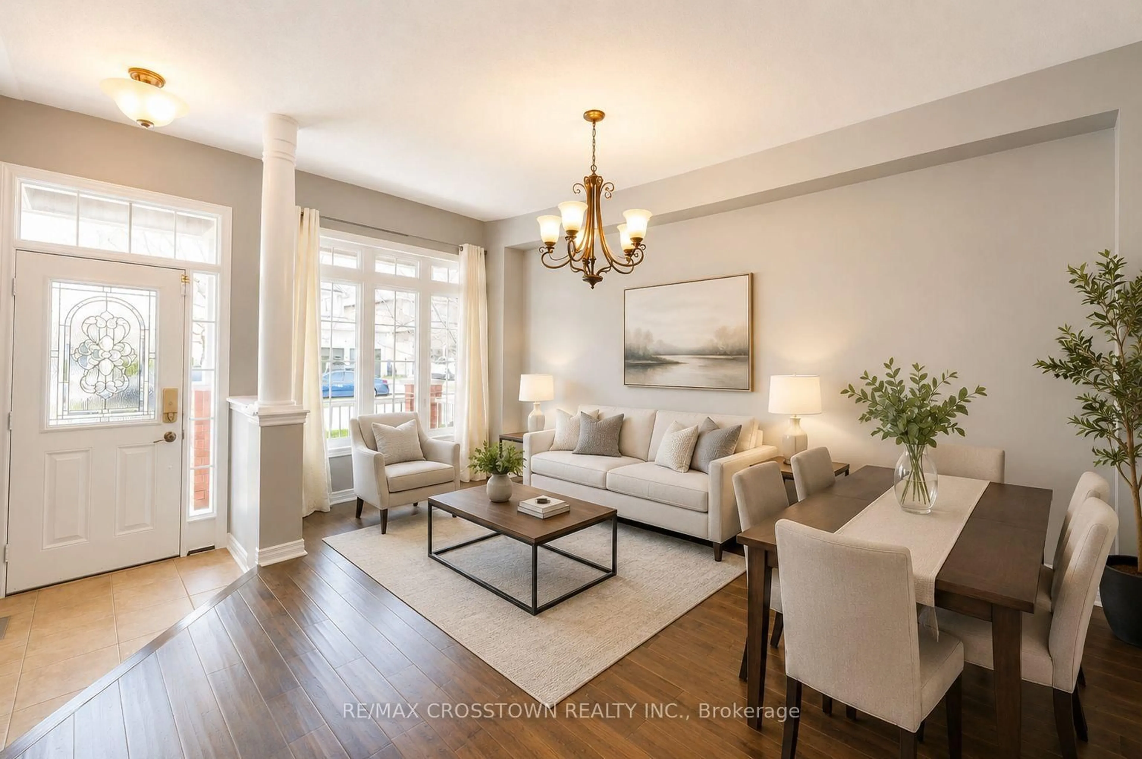Living room with furniture, wood/laminate floor for 11 Lundigan Dr, Georgina Ontario L4P 0C3