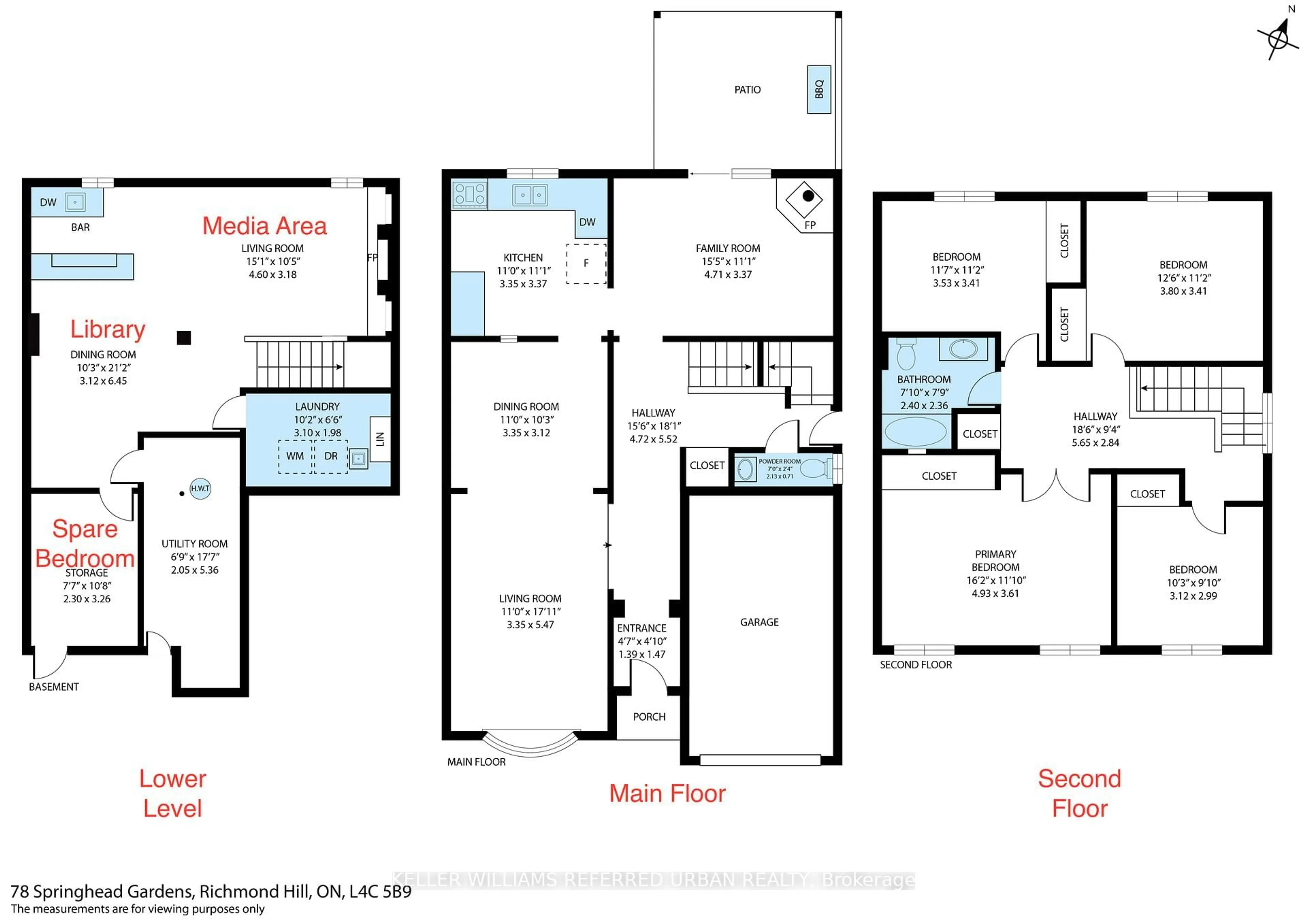 Floor plan for 78 Springhead Gdns, Richmond Hill Ontario L4C 5B9
