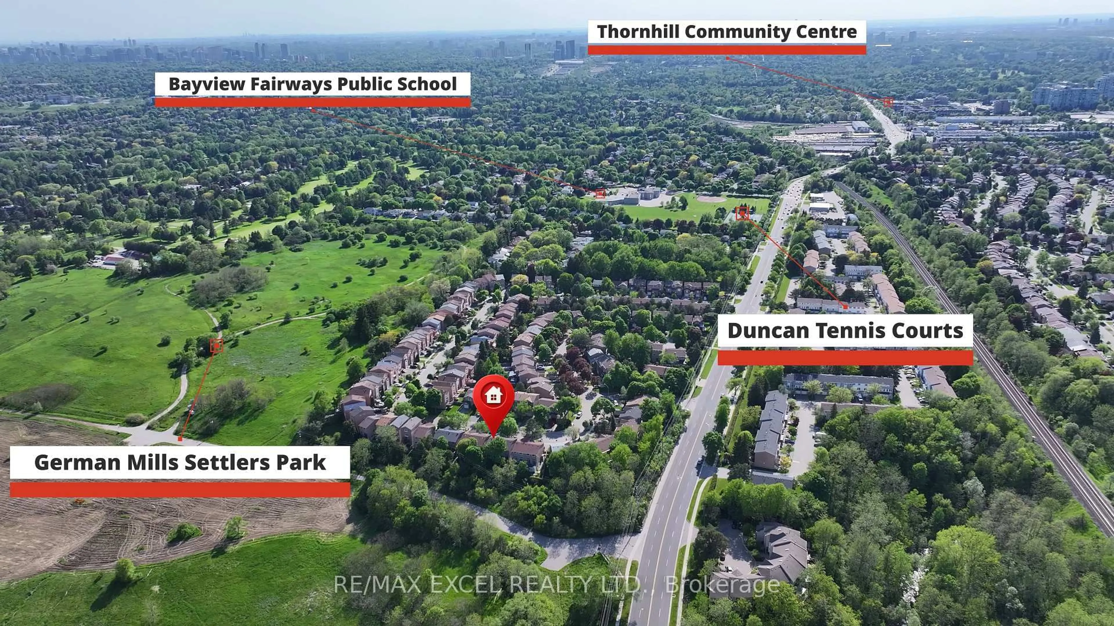 A pic from outside/outdoor area/front of a property/back of a property/a pic from drone, street for 128 Cottonwood Crt, Markham Ontario L3T 5X1
