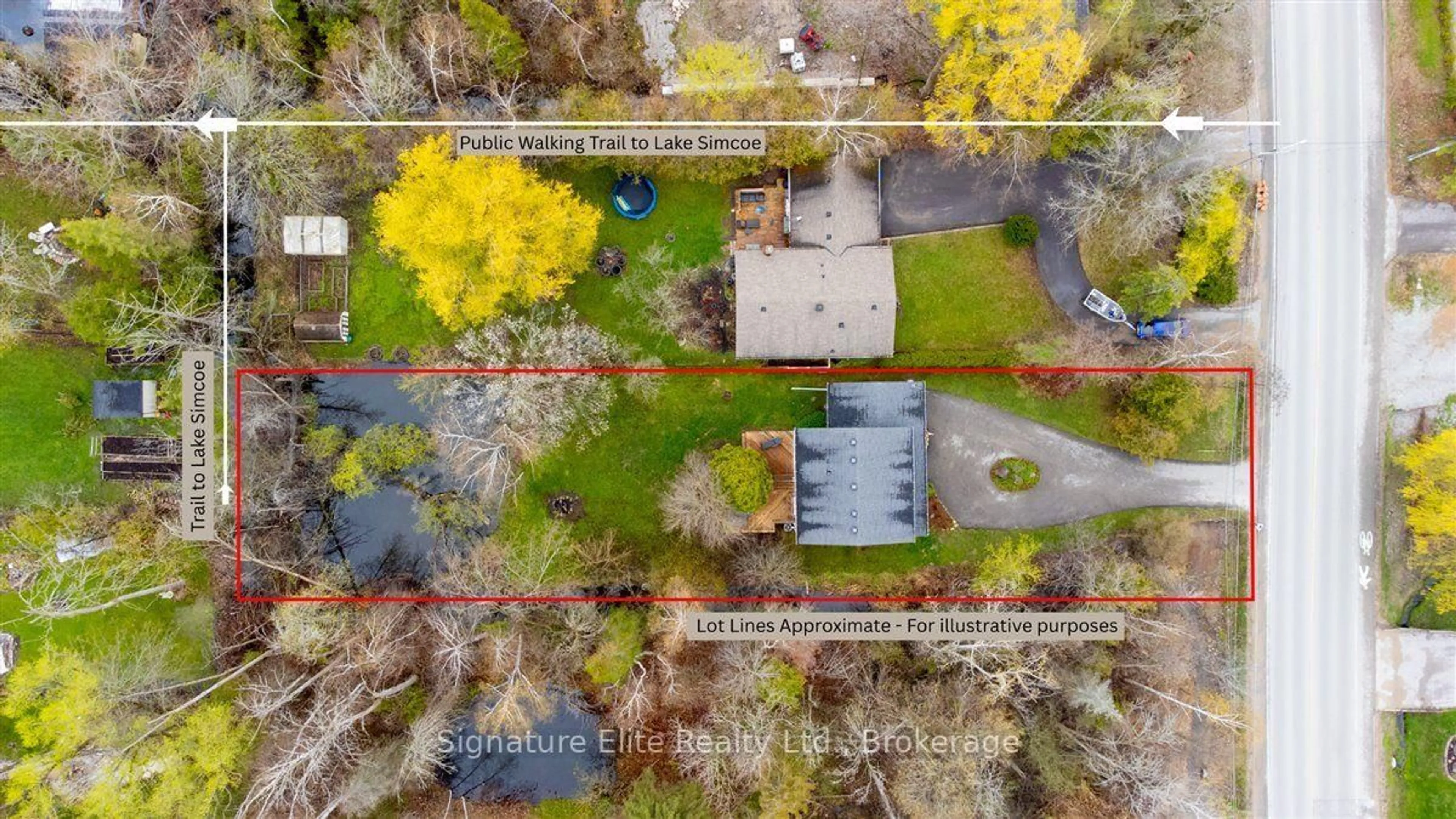 A pic from outside/outdoor area/front of a property/back of a property/a pic from drone, street for 1893 St Johns Rd, Innisfil Ontario L9S 1T4