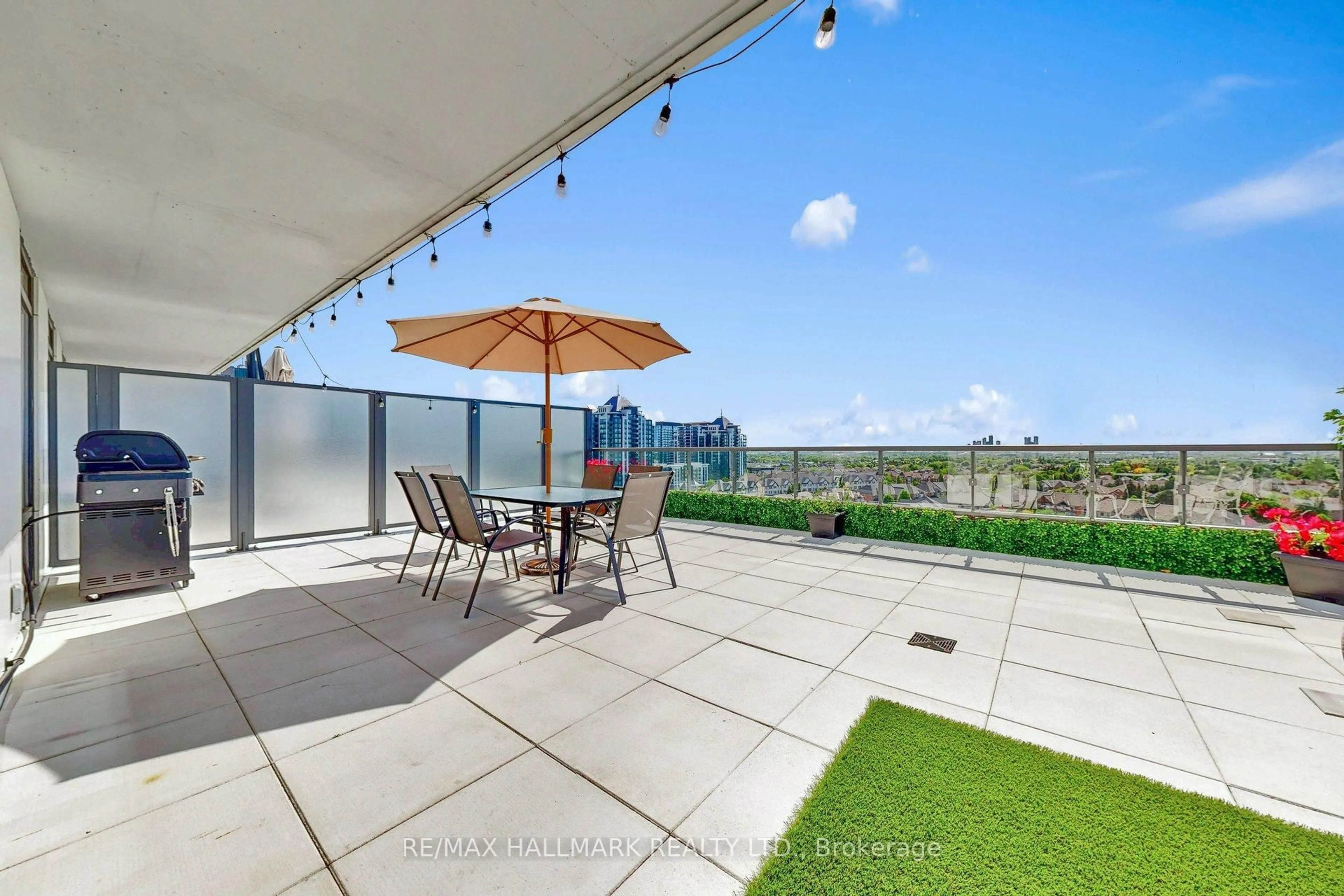 Patio, city buildings view from balcony for 8 Beverley Glen Blvd #1101, Vaughan Ontario L4J 0L5
