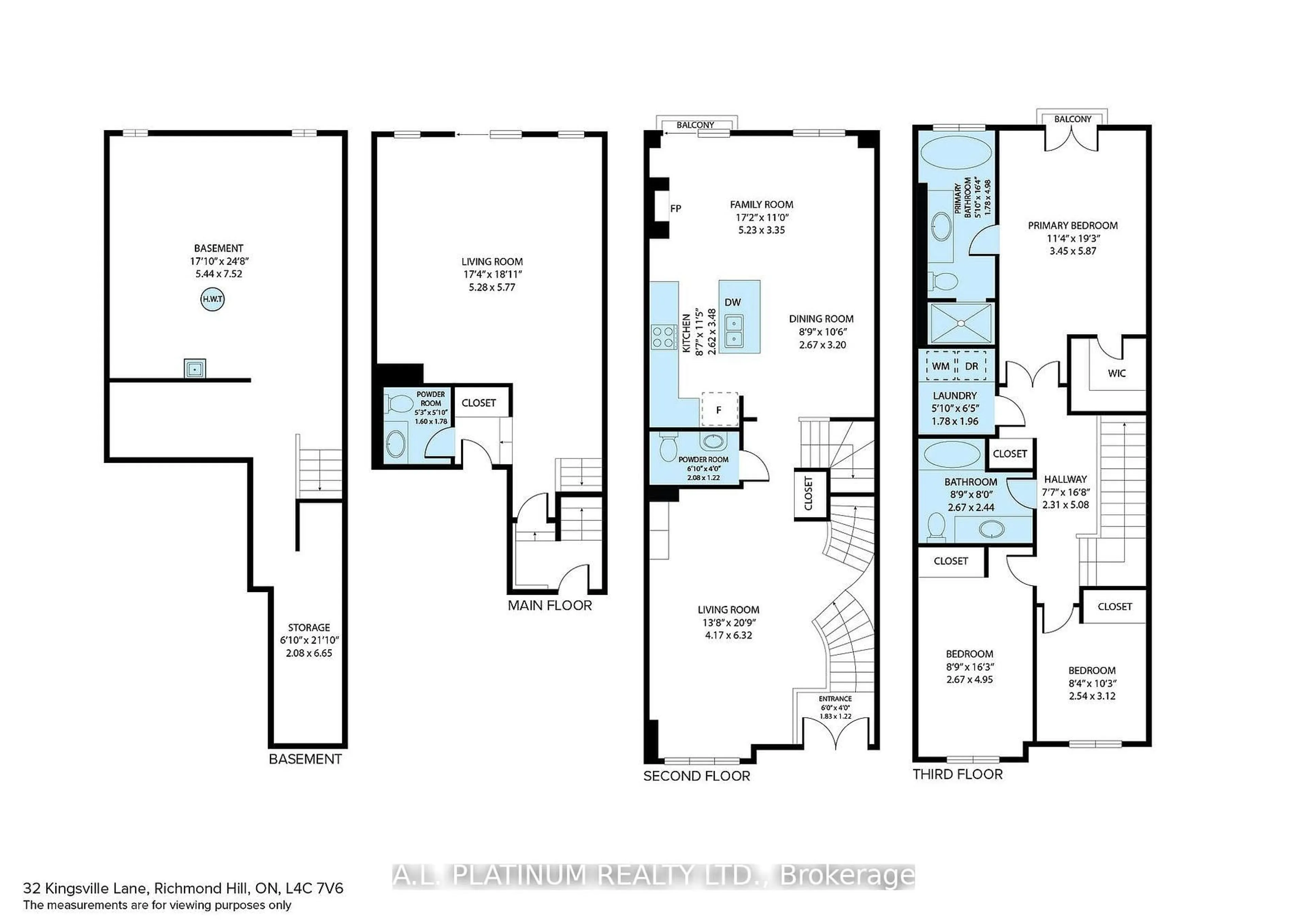 Floor plan for 32 Kingsville Lane, Richmond Hill Ontario L4C 7V6