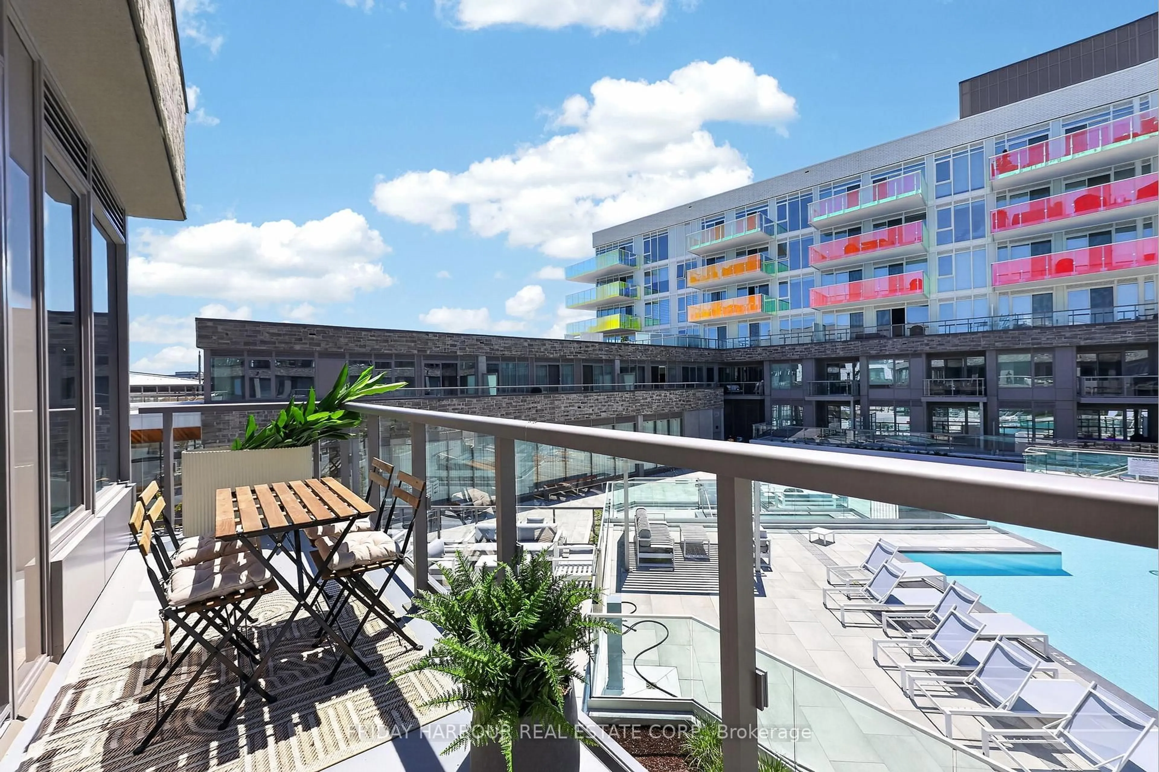 Patio, city buildings view from balcony for 333 Sunseeker Ave #218, Innisfil Ontario L9S 0J7