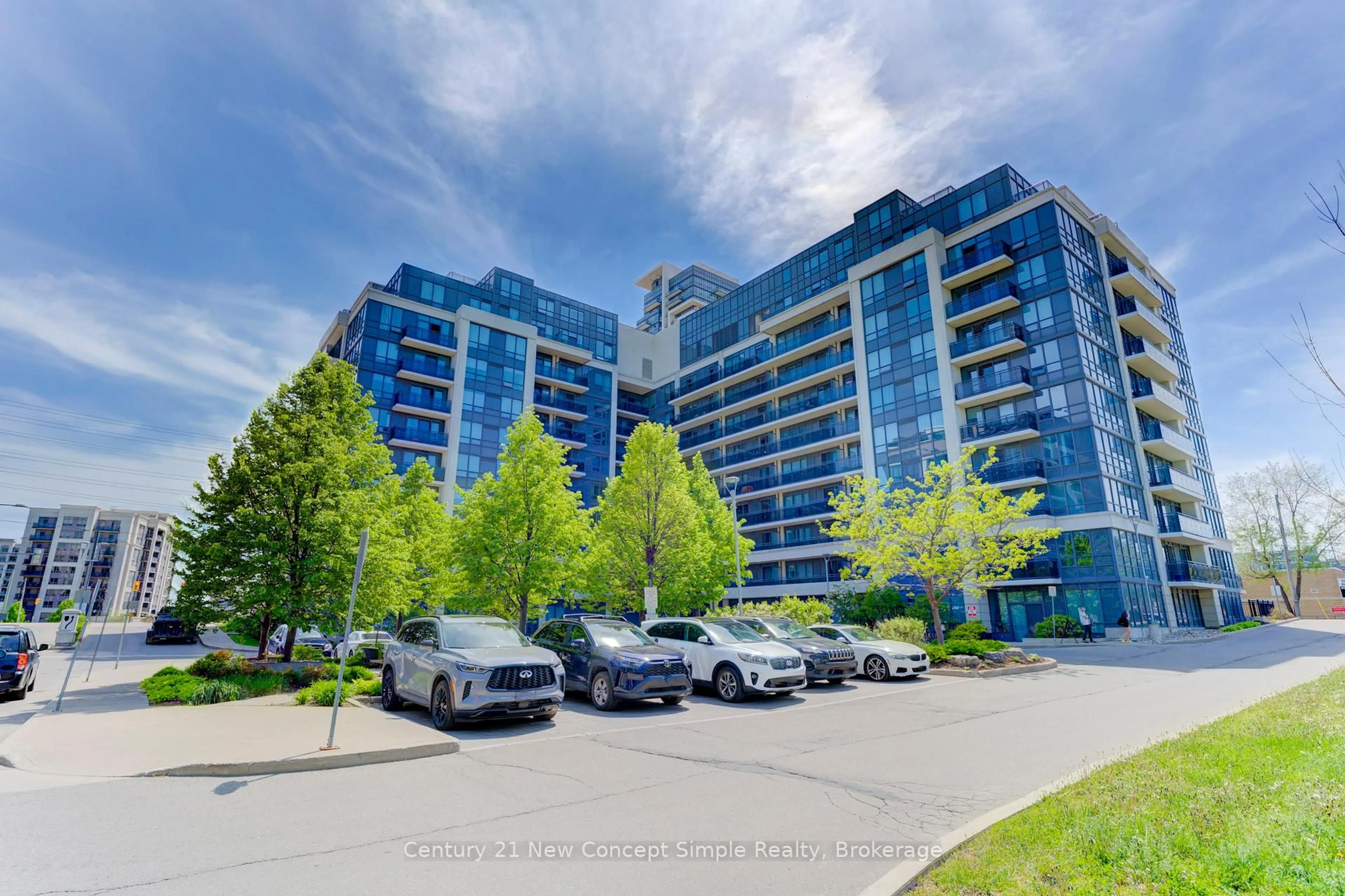 A pic from outside/outdoor area/front of a property/back of a property/a pic from drone, unknown for 370 Highway 7 #203, Richmond Hill Ontario L4B 0C4