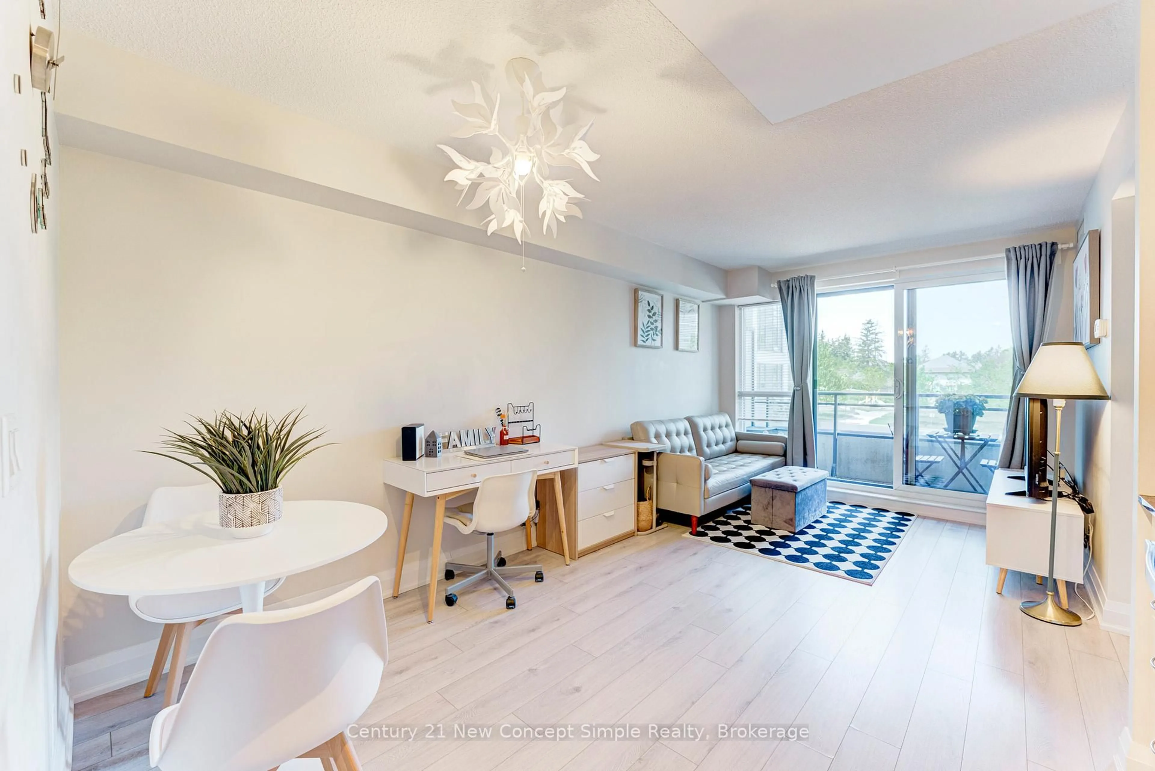 Living room with furniture, wood/laminate floor for 370 Highway 7 #203, Richmond Hill Ontario L4B 0C4