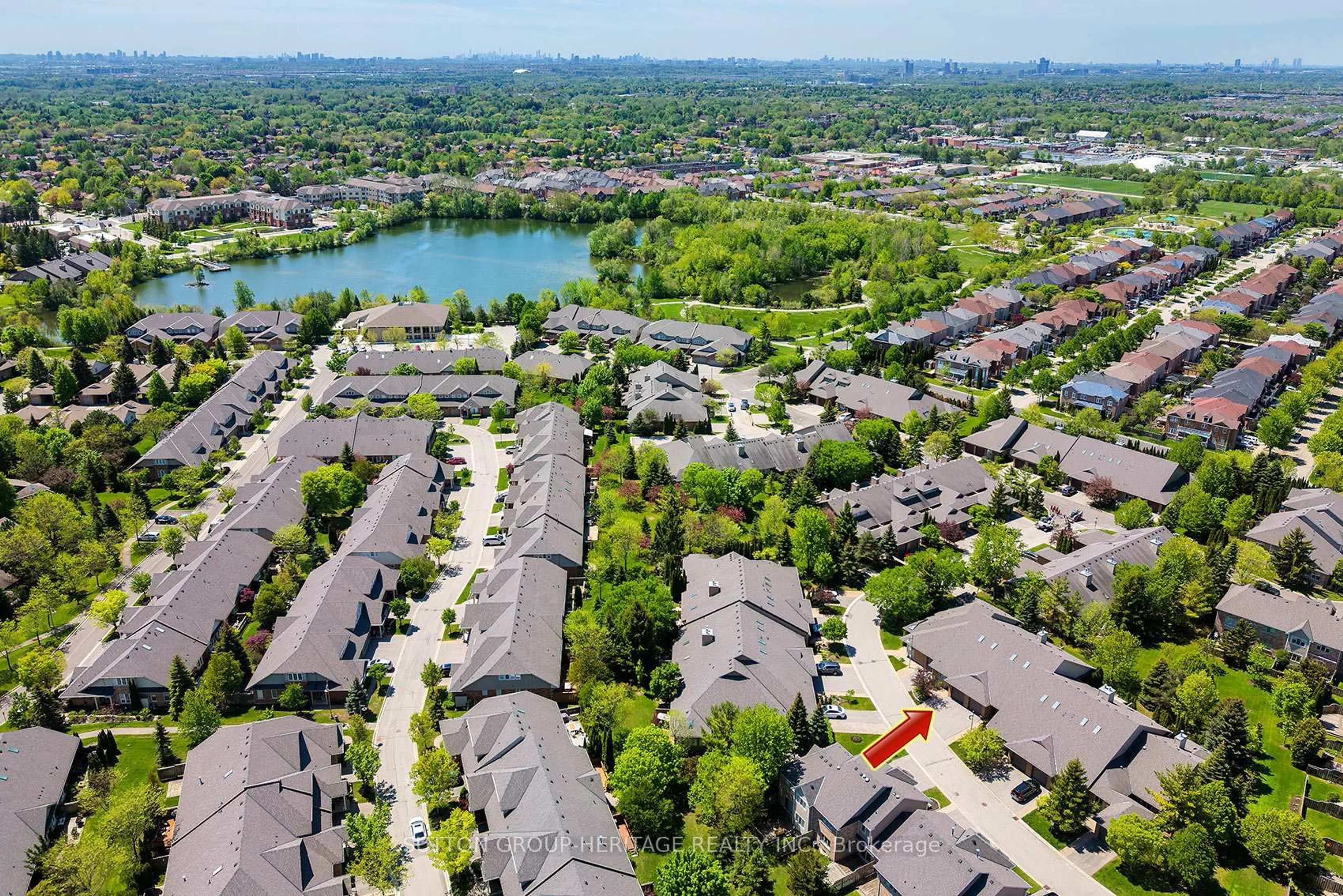 A pic from outside/outdoor area/front of a property/back of a property/a pic from drone, water/lake/river/ocean view for 22 Wave Hill Way, Markham Ontario L6E 1J2