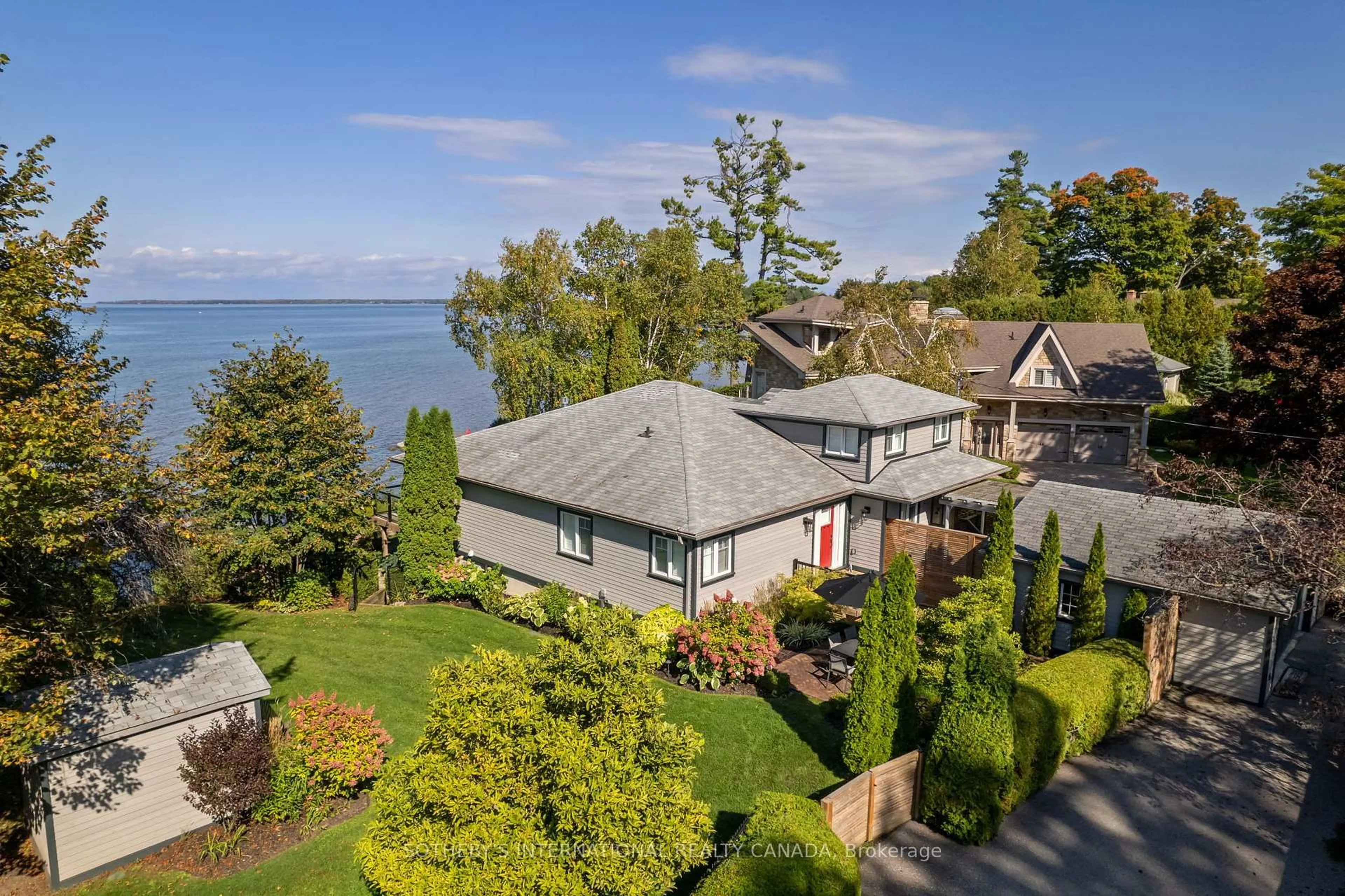 A pic from outside/outdoor area/front of a property/back of a property/a pic from drone, water/lake/river/ocean view for 170 Hedge Rd, Georgina Ontario L0E 1R0