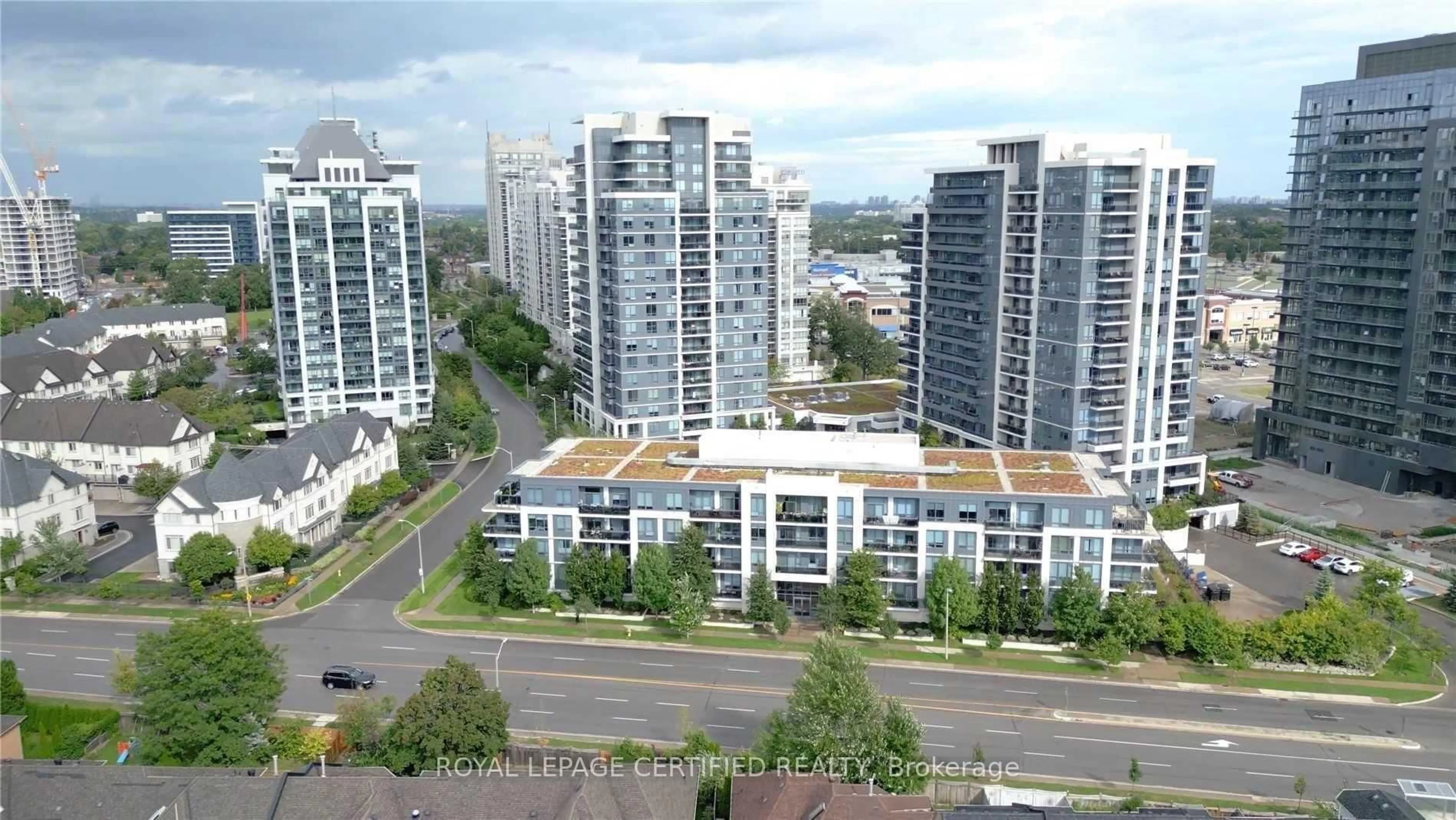 A pic from outside/outdoor area/front of a property/back of a property/a pic from drone, city buildings view from balcony for 95 North Park Rd #311, Vaughan Ontario L4J 0J1