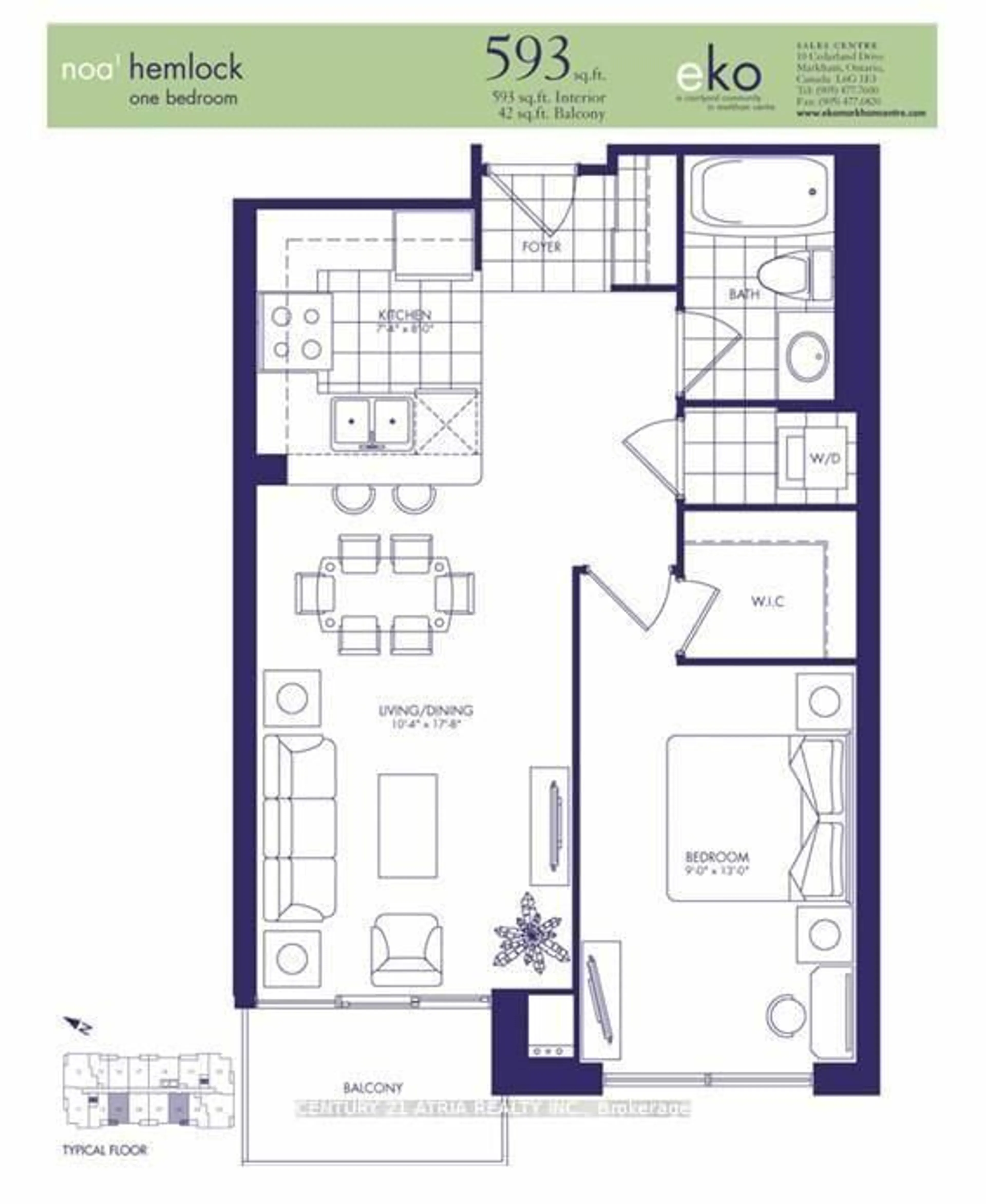 Floor plan for 55 South Town Centre Blvd #709, Markham Ontario L6G 0B1
