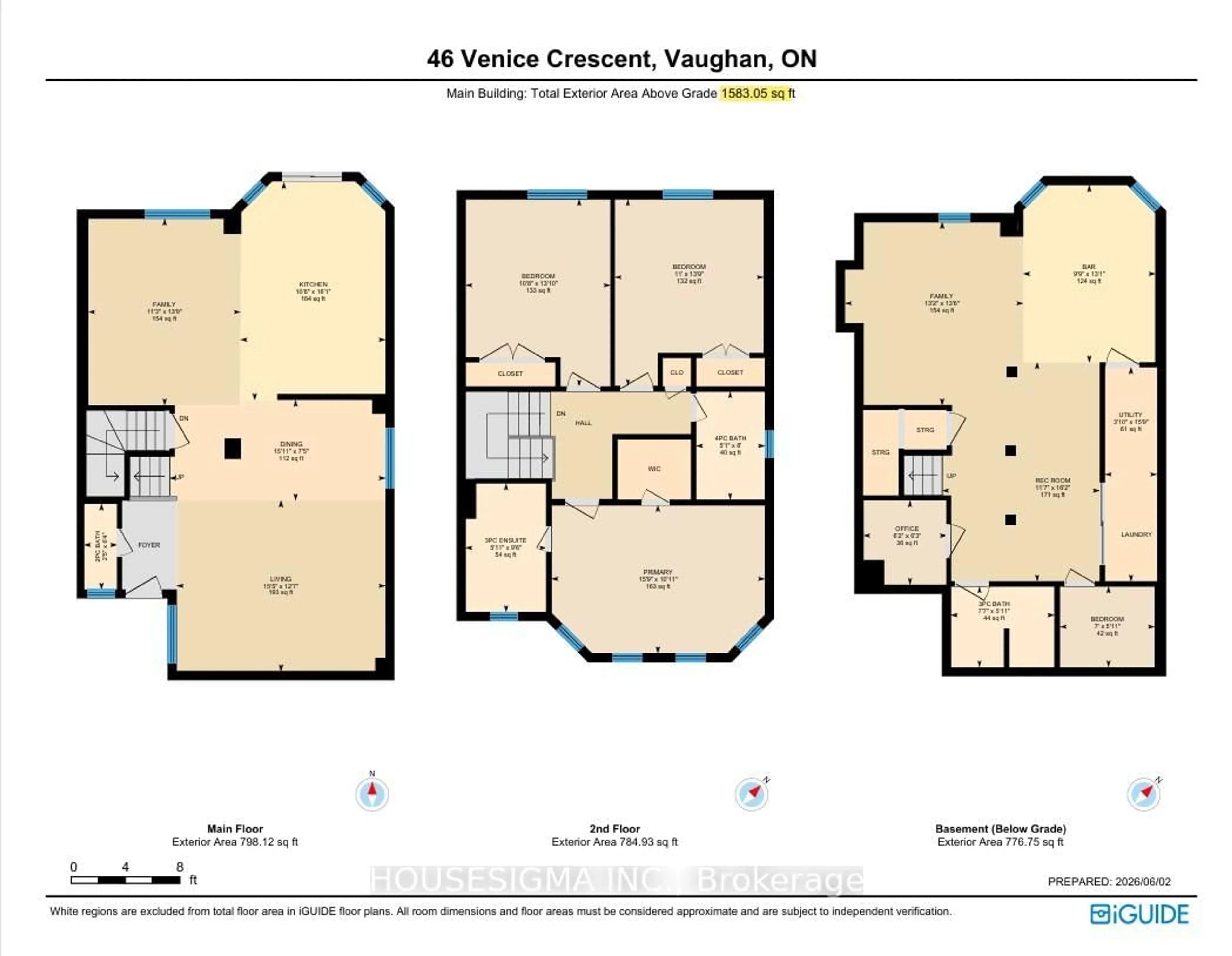 Floor plan for 46 Venice Cres, Vaughan Ontario L4J 7S9