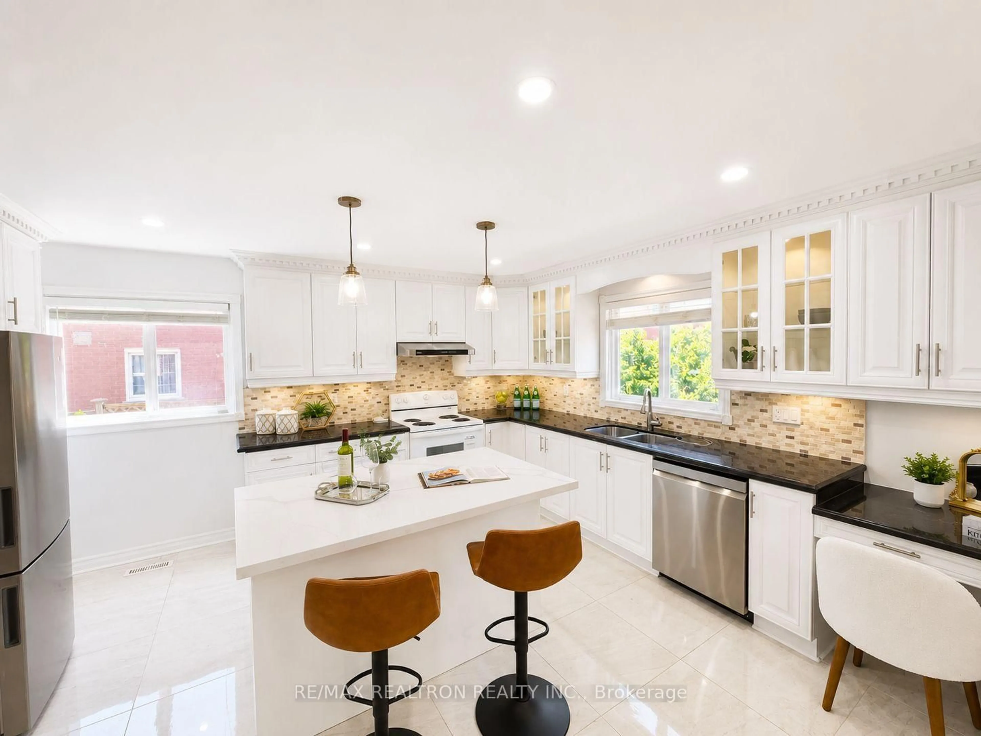 Contemporary kitchen, ceramic/tile floor for 8 Muster Crt, Markham Ontario L3R 9G5