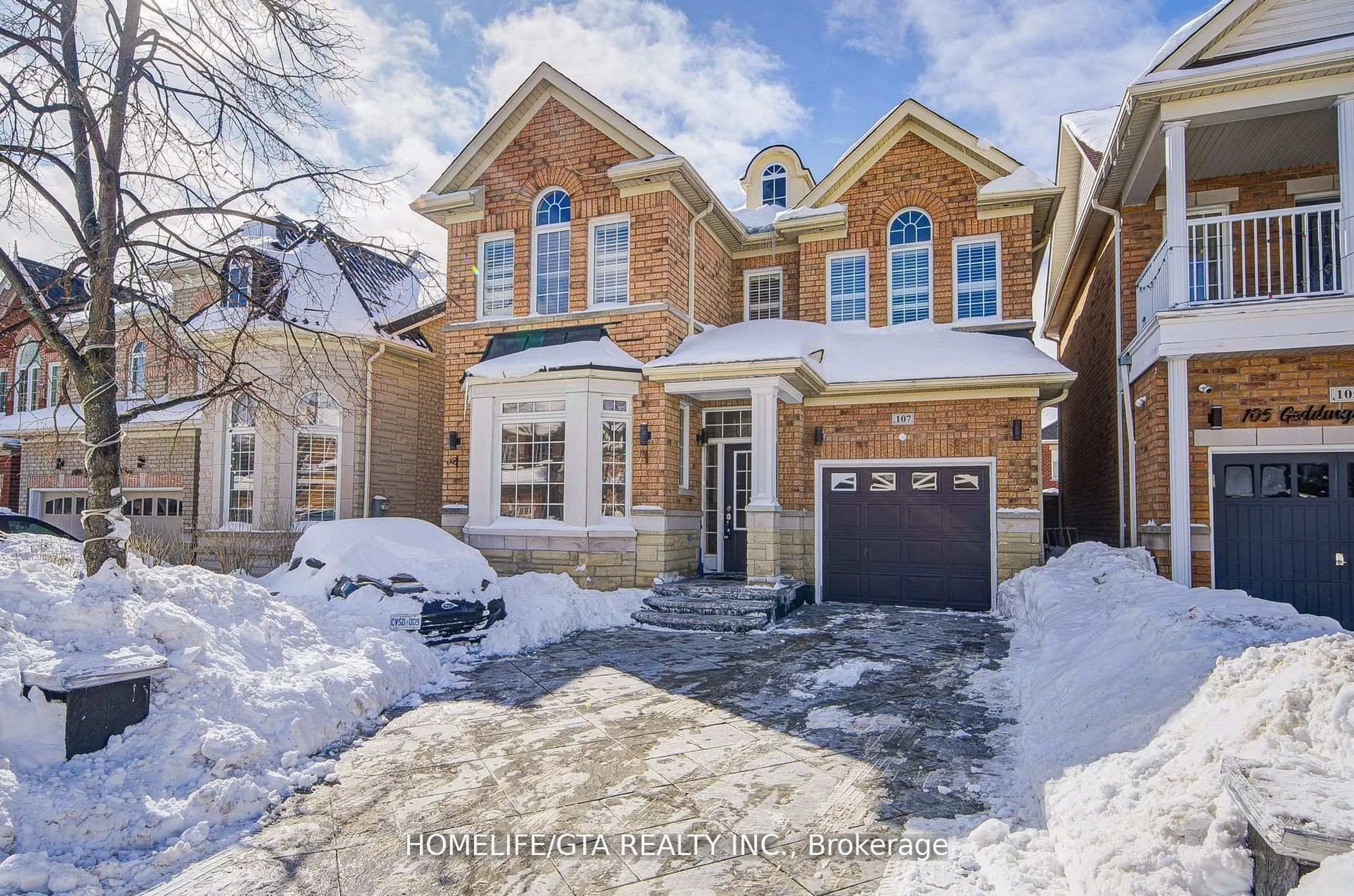 Home with brick exterior material, street for 107 Geddington Cres, Markham Ontario L6B 0M7
