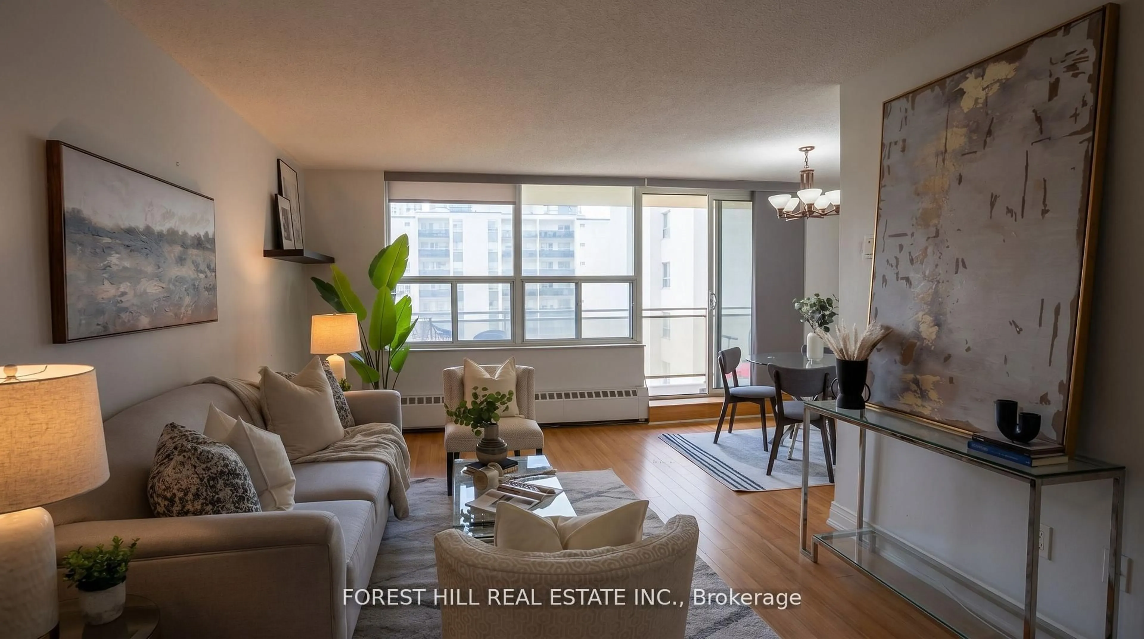 Living room with furniture, wood/laminate floor for 180 DUDLEY Ave #302, Markham Ontario L3T 4X2