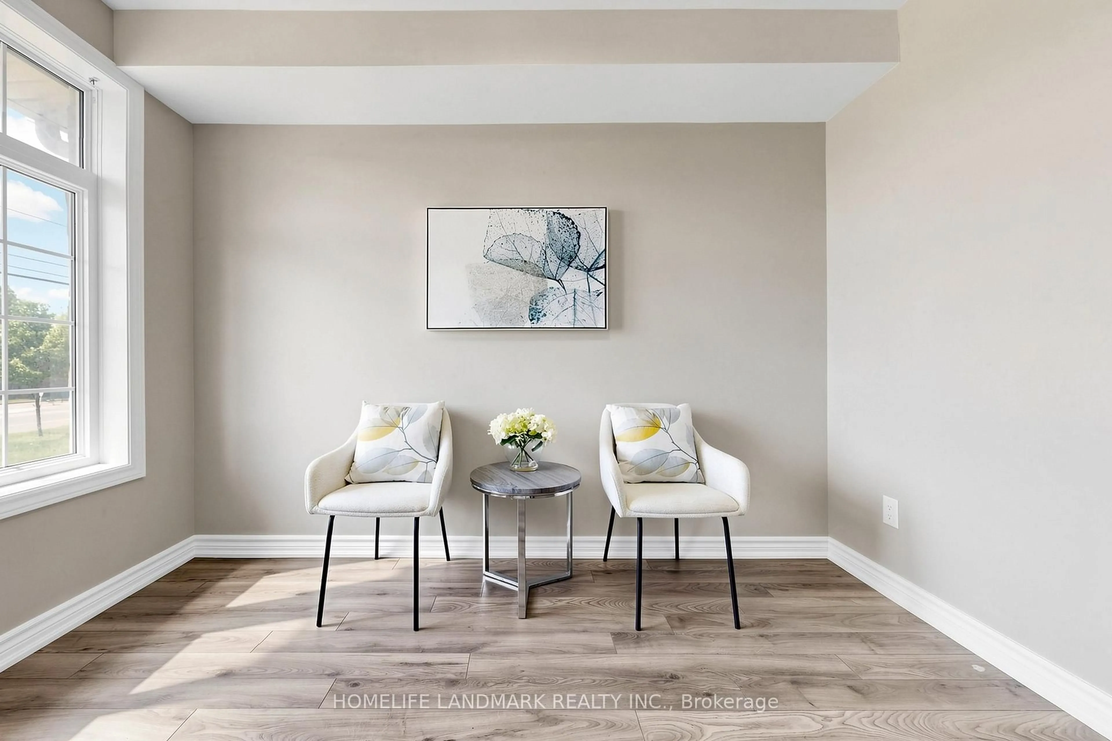 Living room with furniture, wood/laminate floor for 4798 16th Ave, Markham Ontario L6C 0V8