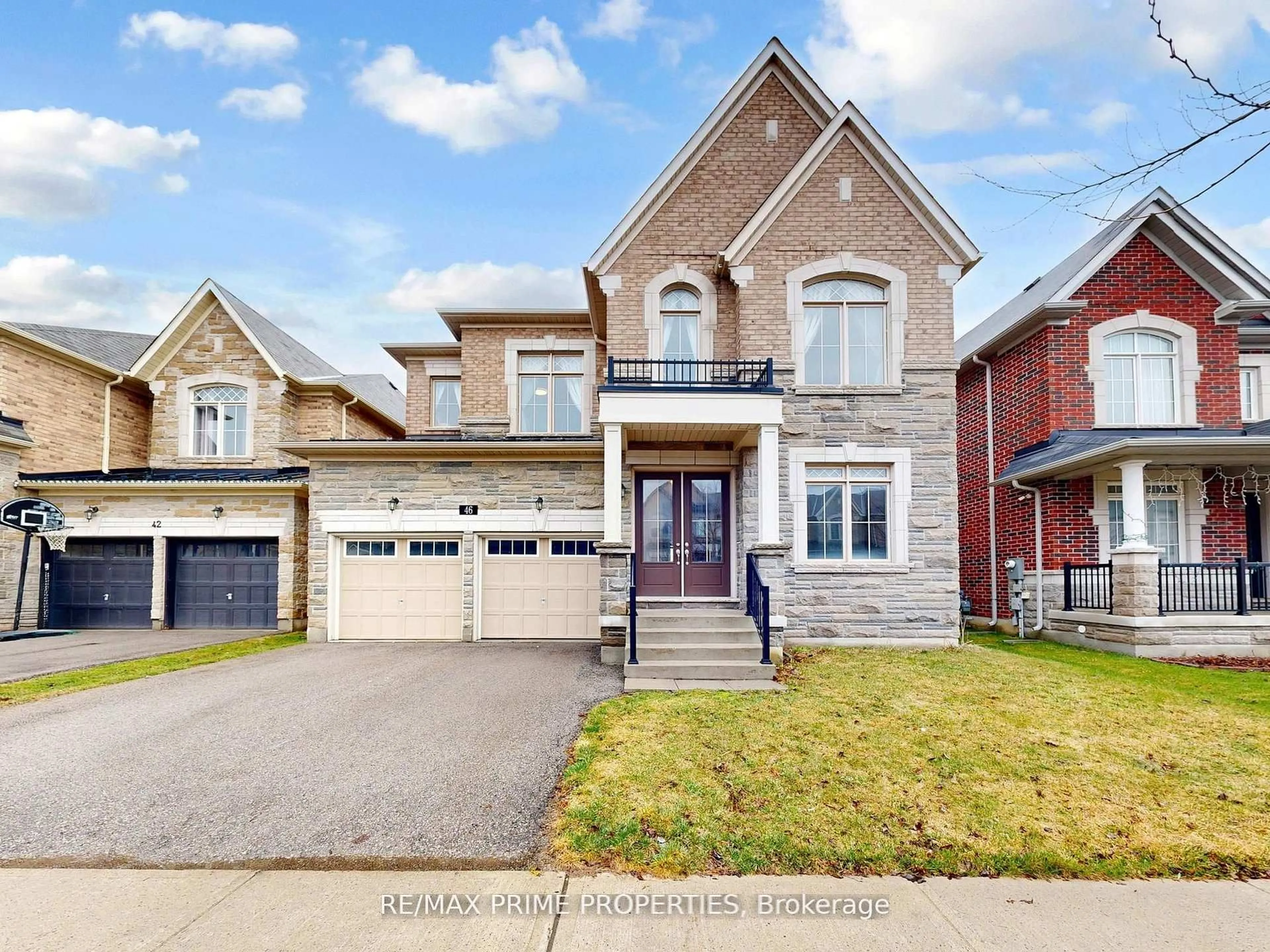 Home with brick exterior material, street for 46 Scrivener Dr, Aurora Ontario L4G 0Y8