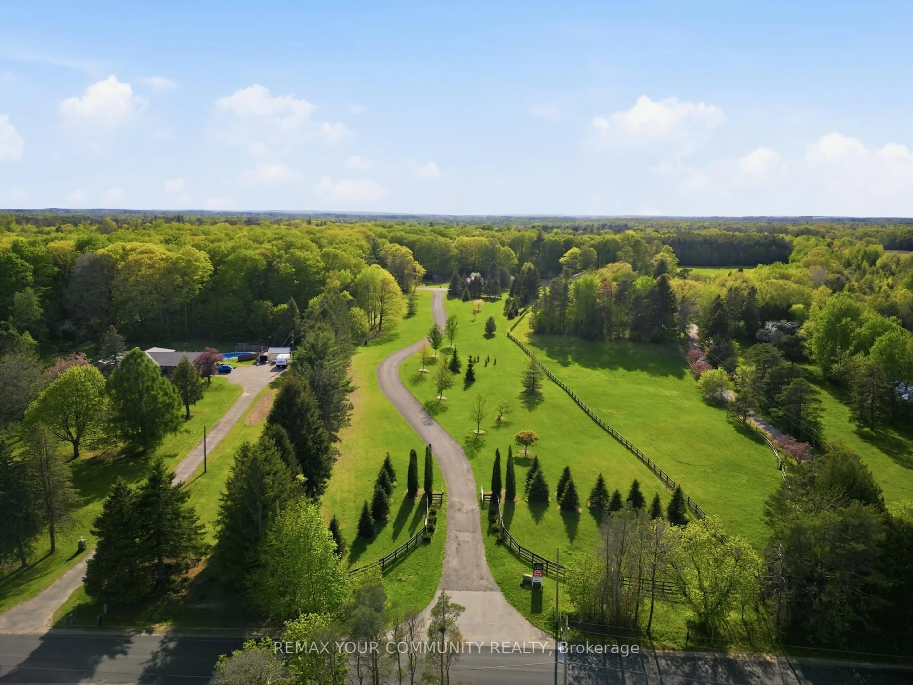 A pic from outside/outdoor area/front of a property/back of a property/a pic from drone, forest/trees view for 16902 Mccowan Rd, Whitchurch-Stouffville Ontario L4A 2A5