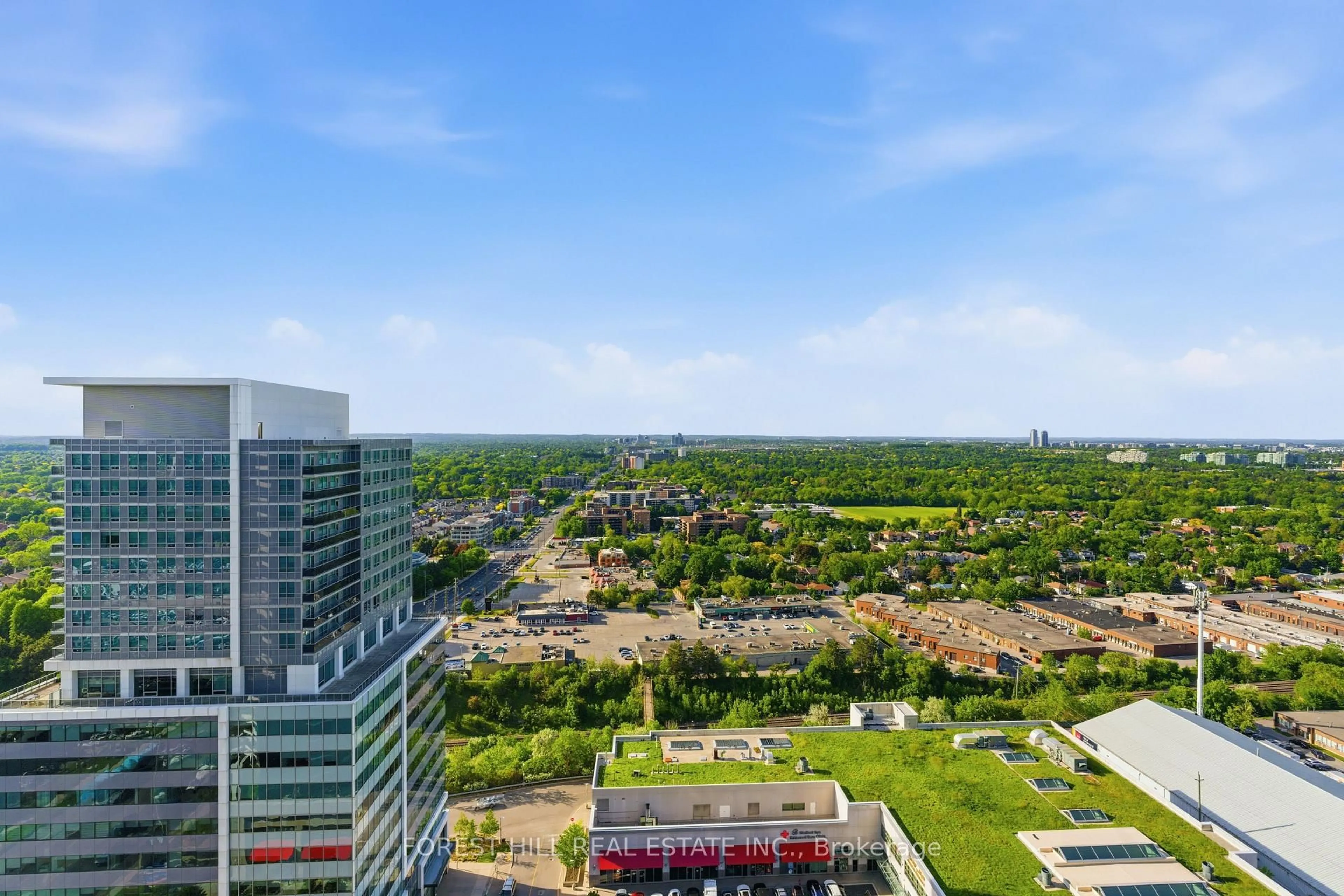 A pic from outside/outdoor area/front of a property/back of a property/a pic from drone, city buildings view from balcony for 7165 Yonge St #2509, Markham Ontario L3T 0C9