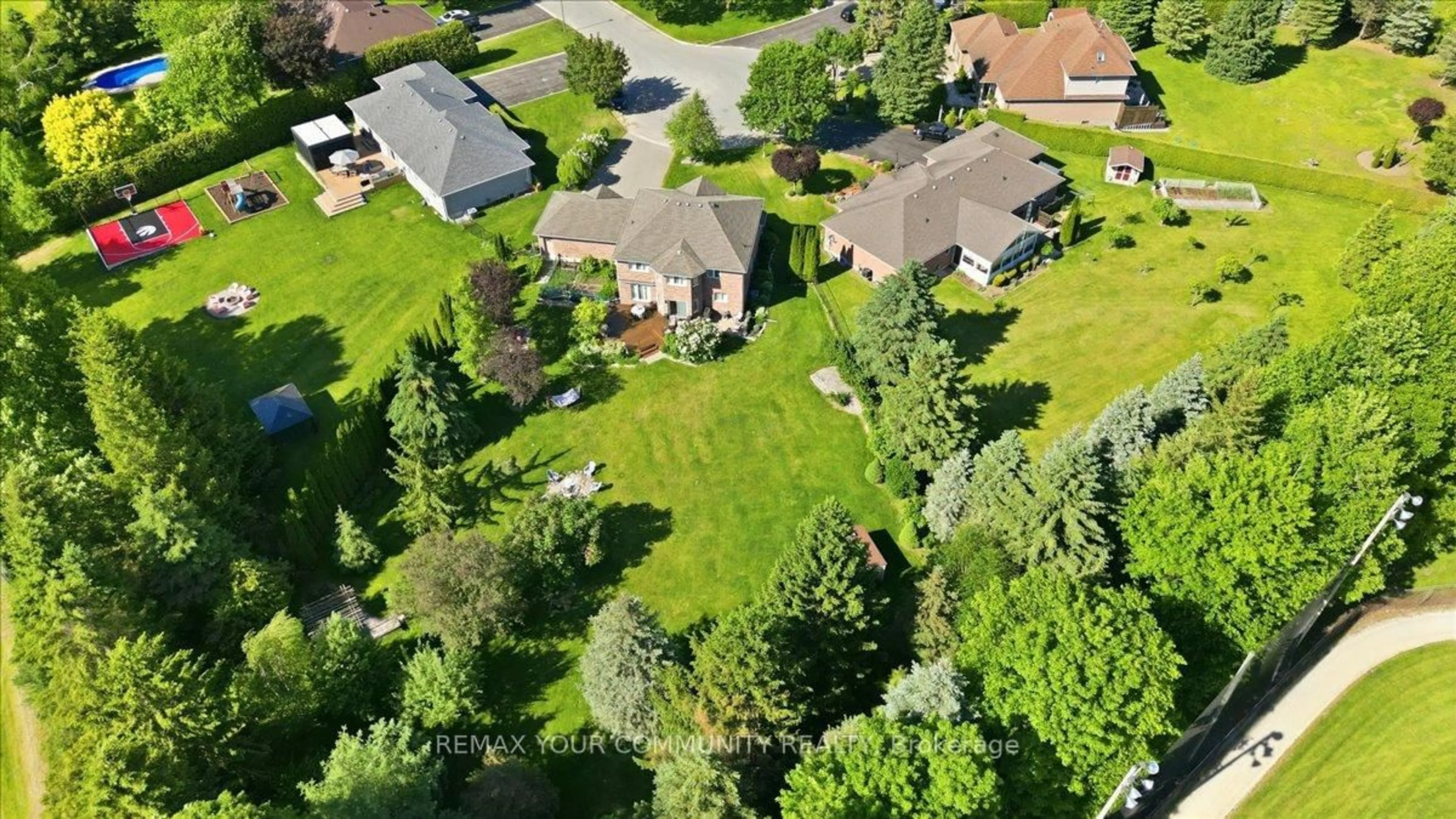 A pic from outside/outdoor area/front of a property/back of a property/a pic from drone, street for 14 Oxford Crt, East Gwillimbury Ontario L0G 1V0