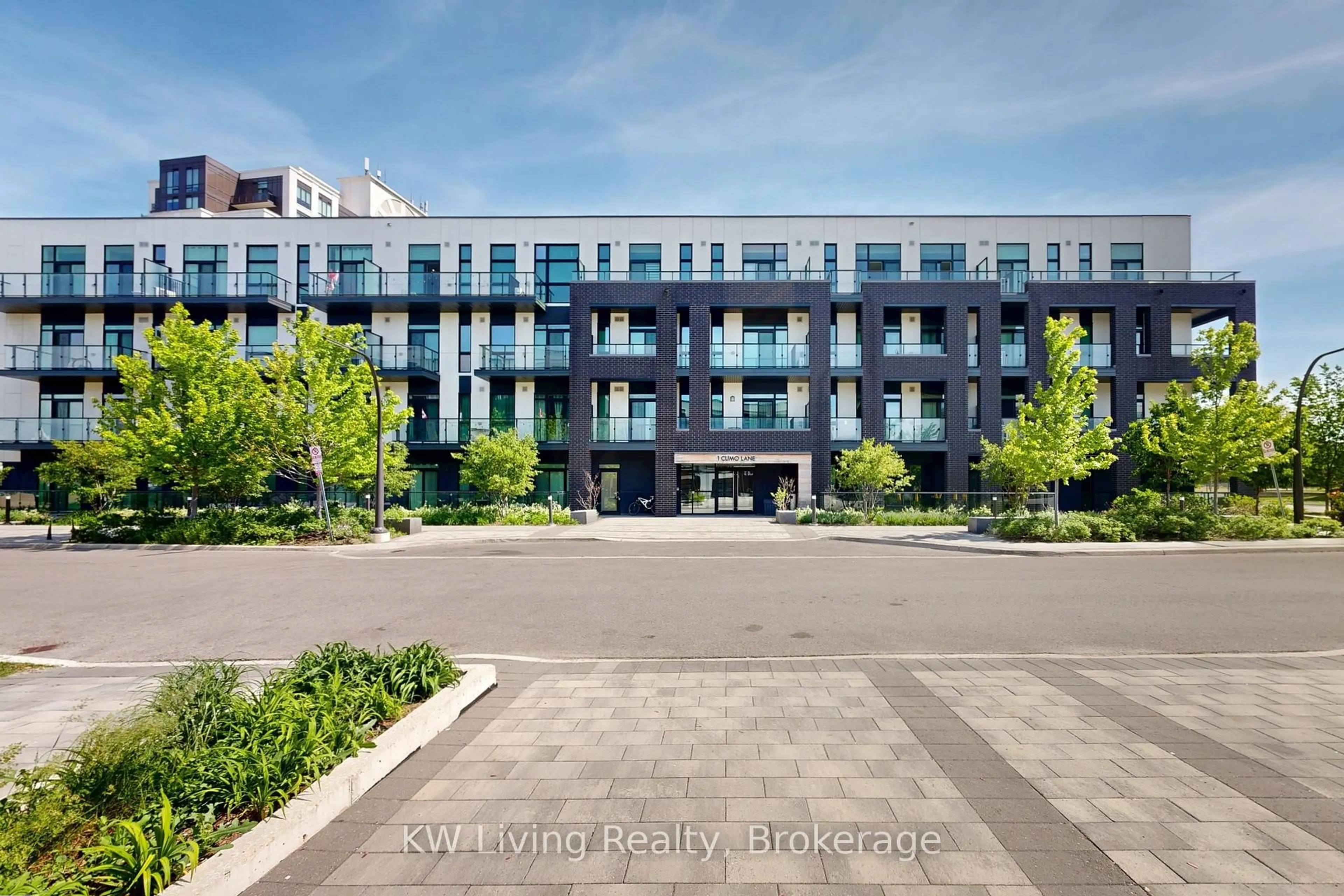 A pic from outside/outdoor area/front of a property/back of a property/a pic from drone, building for 1 Climo Lane #202, Markham Ontario L6E 0V8