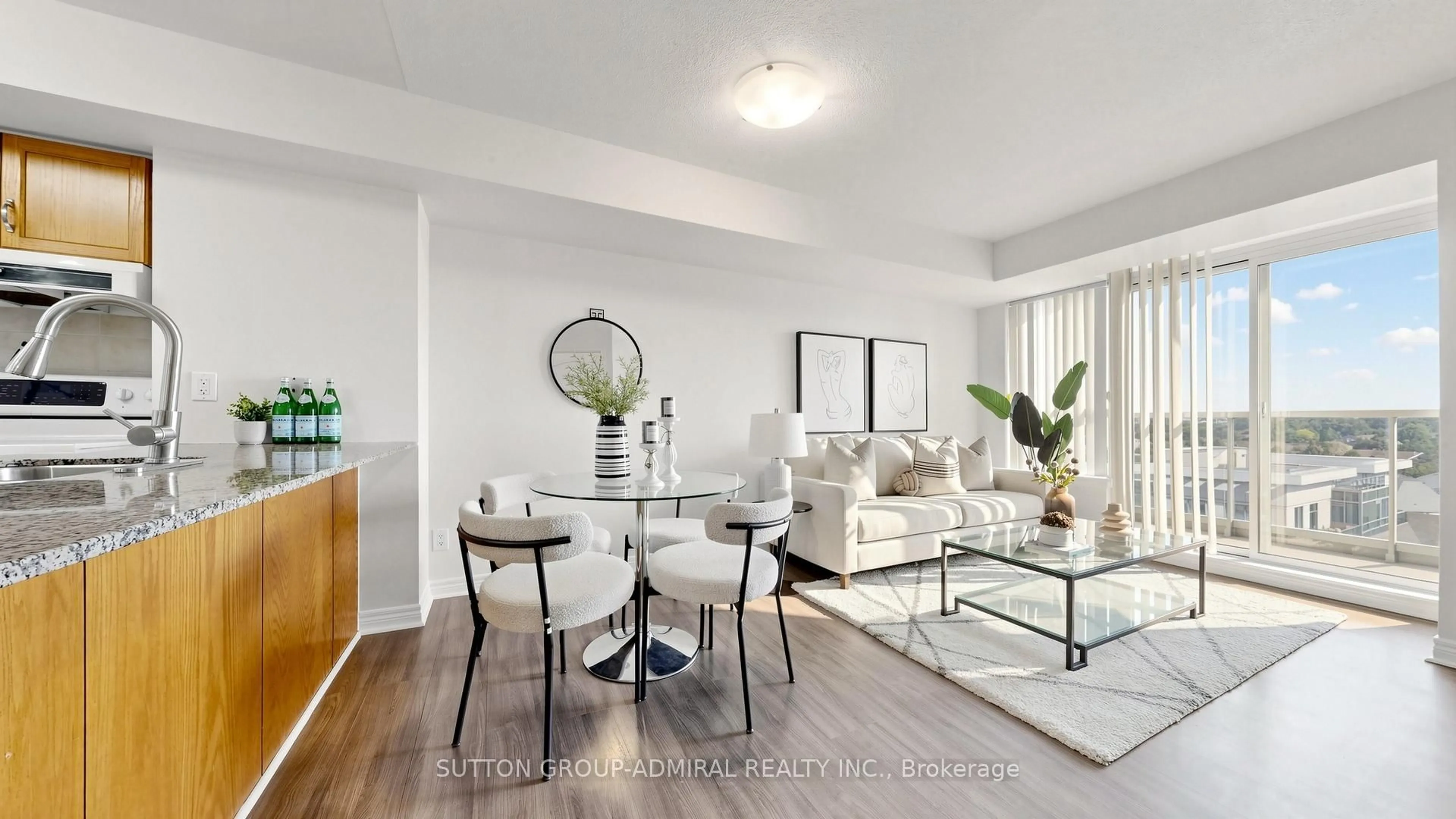 Living room with furniture, wood/laminate floor for 50 Disera Dr #811, Vaughan Ontario L4J 9E9