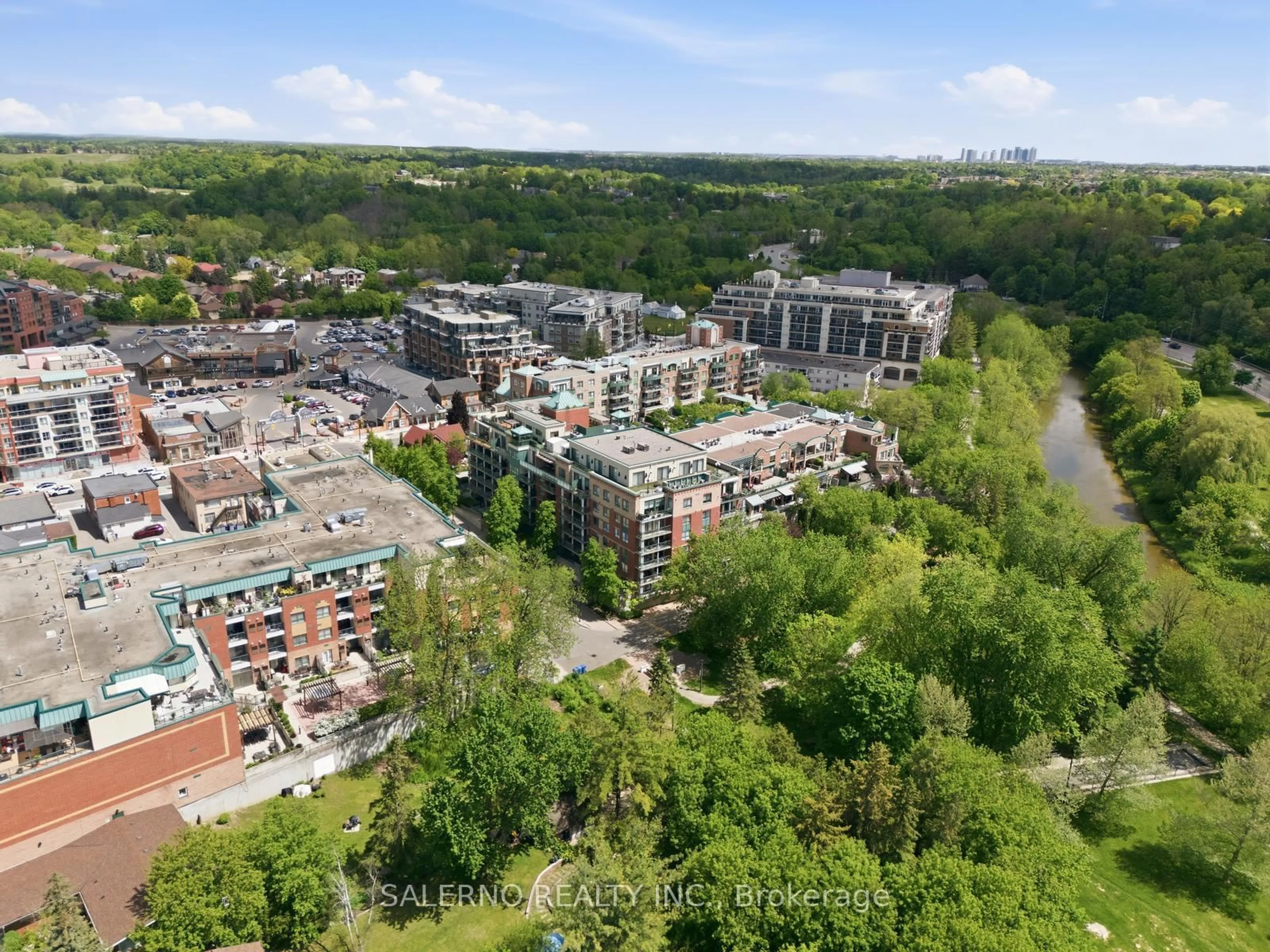 A pic from outside/outdoor area/front of a property/back of a property/a pic from drone, city buildings view from balcony for 141 Woodbridge Ave #312, Vaughan Ontario L4L 9G6