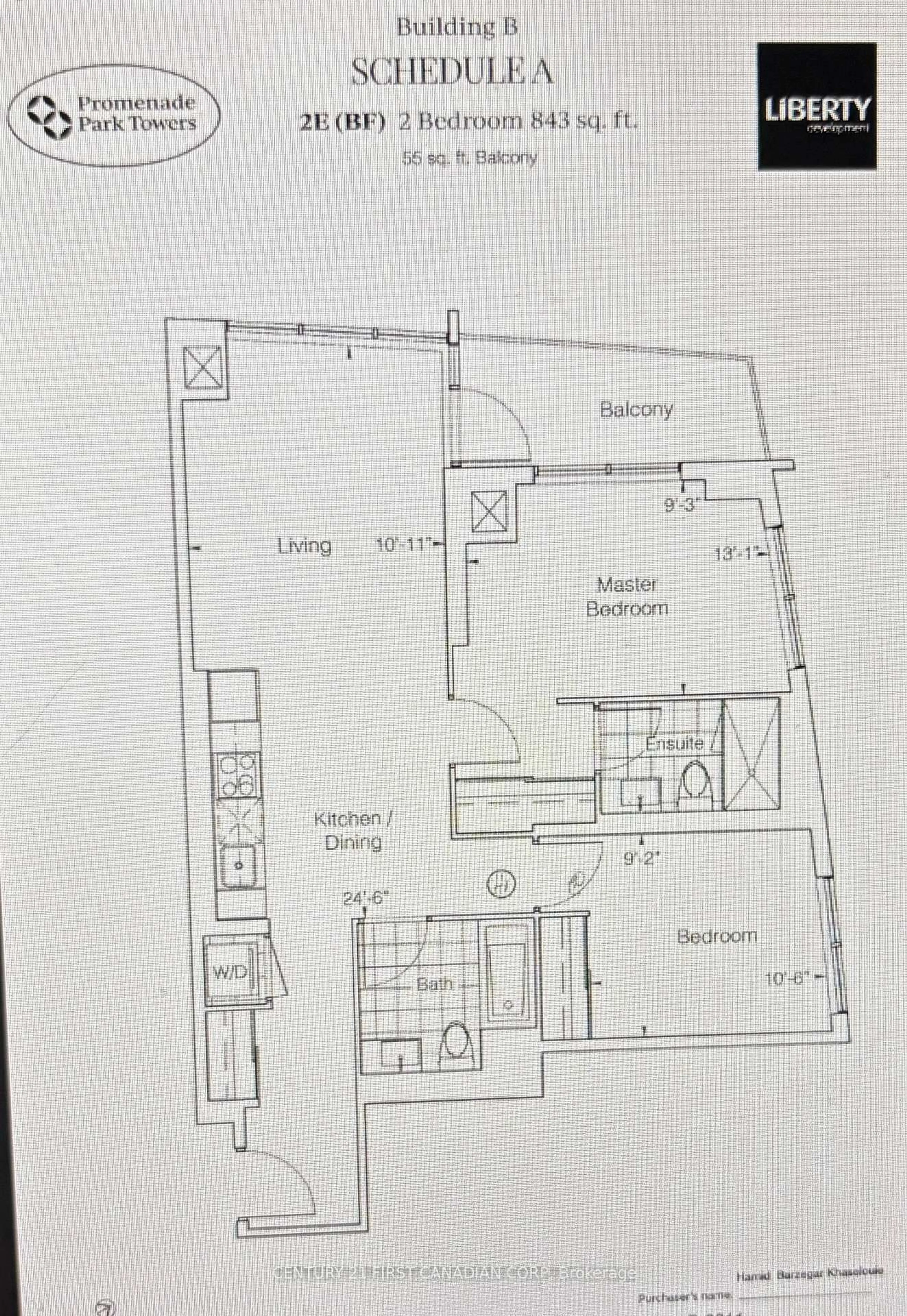 Floor plan for 50 Upper Mall Way #B-3011, Vaughan Ontario N4J 0L8