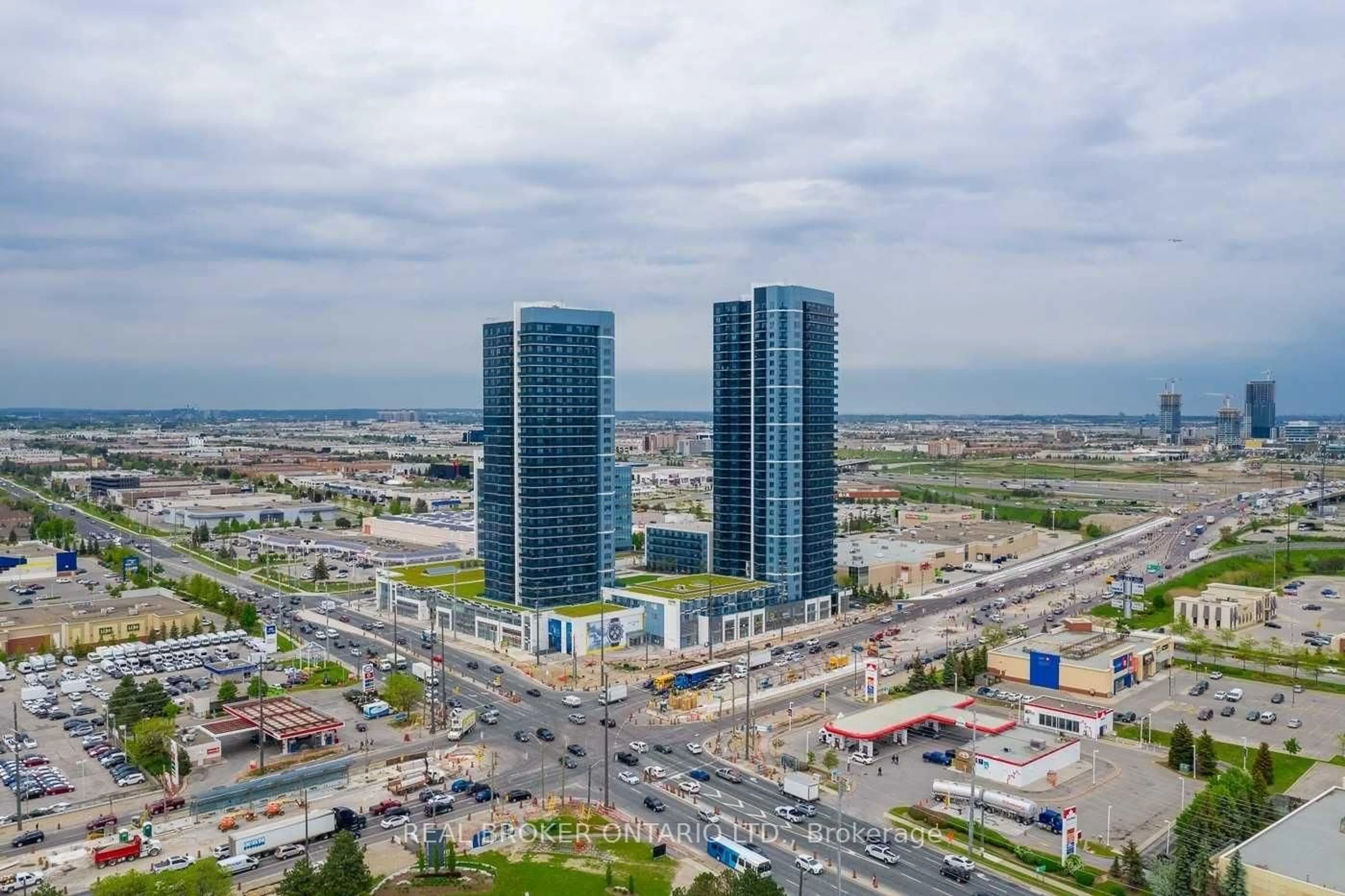 A pic from outside/outdoor area/front of a property/back of a property/a pic from drone, city buildings view from balcony for 3600 Highway 7 Ave #407, Vaughan Ontario L4L 0G7