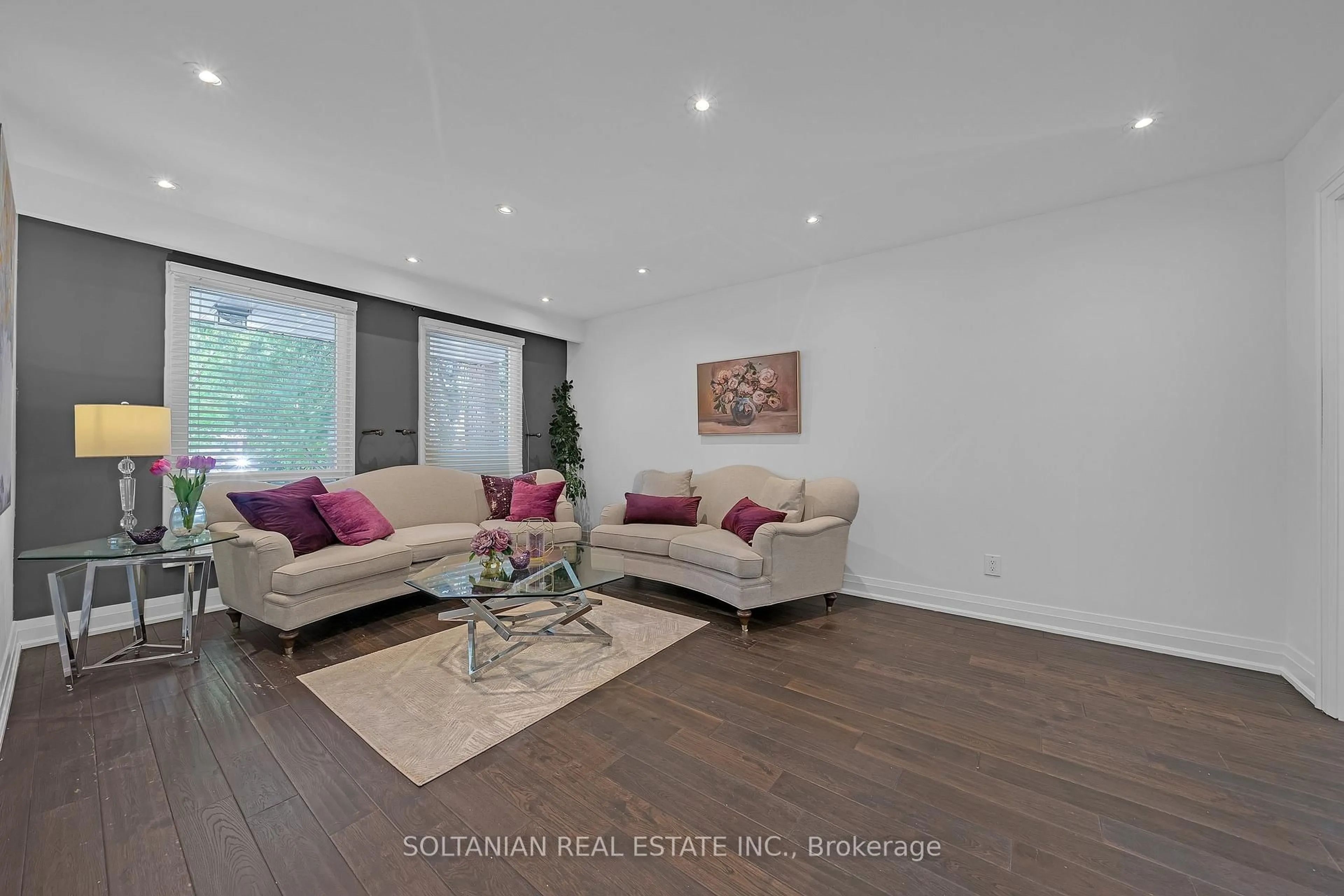 Living room with furniture, wood/laminate floor for 12 Dorian Pl, Vaughan Ontario L4J 2M3