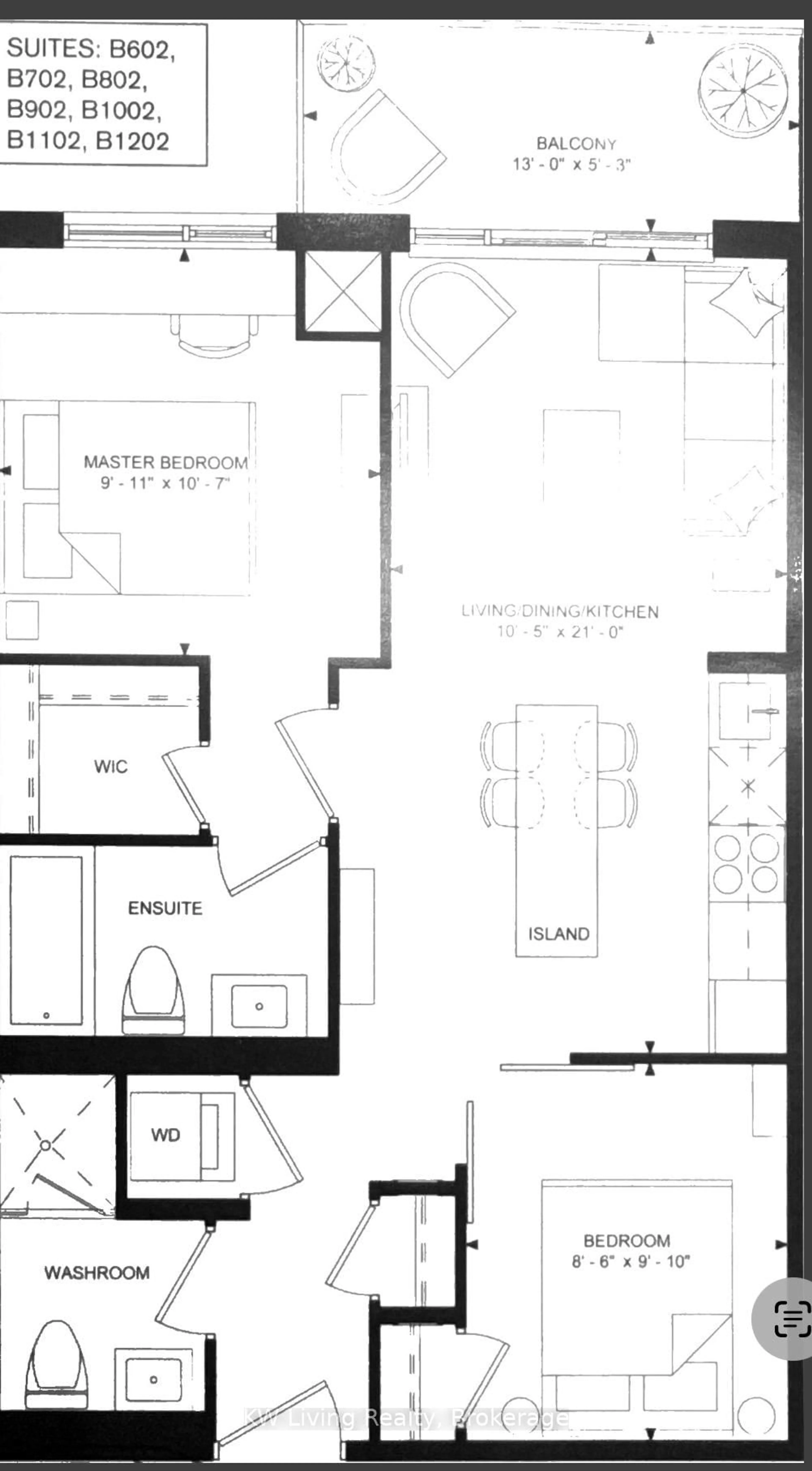 Floor plan for 8 Rouge Valley Dr #1202B, Markham Ontario L6G 0G8